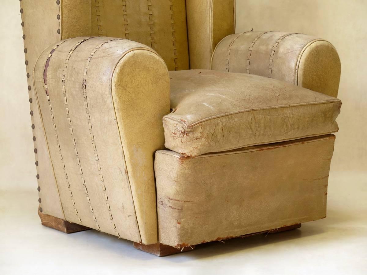 Paar Art Deco Wingback Club Chairs, Frankreich, ca. 1940er Jahre im Angebot 2