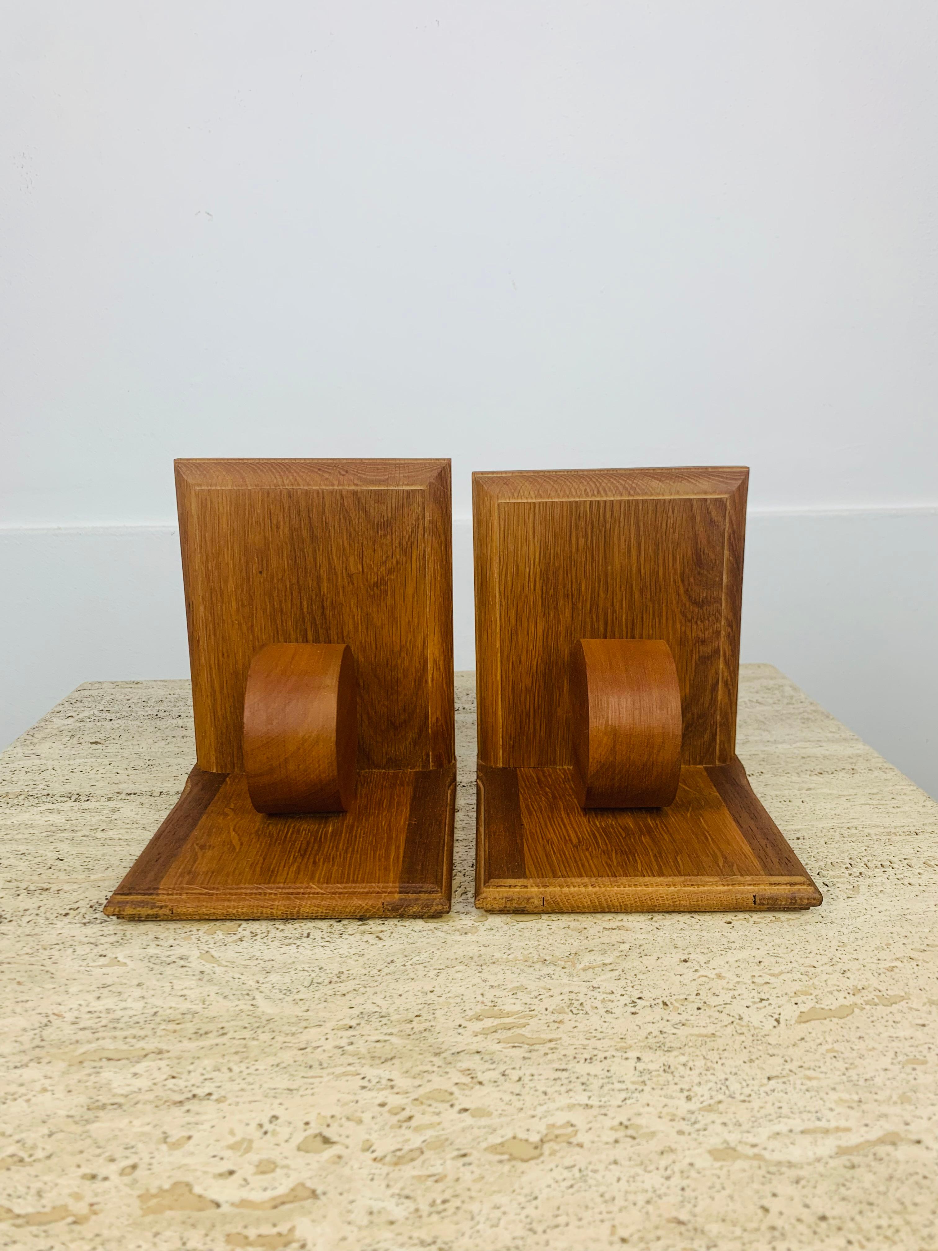 Legno Coppia di fermalibri in legno Art Déco, anni '40, Francia in vendita