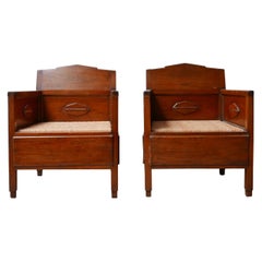 Pair of Art Deco Wooden Dutch Armchairs