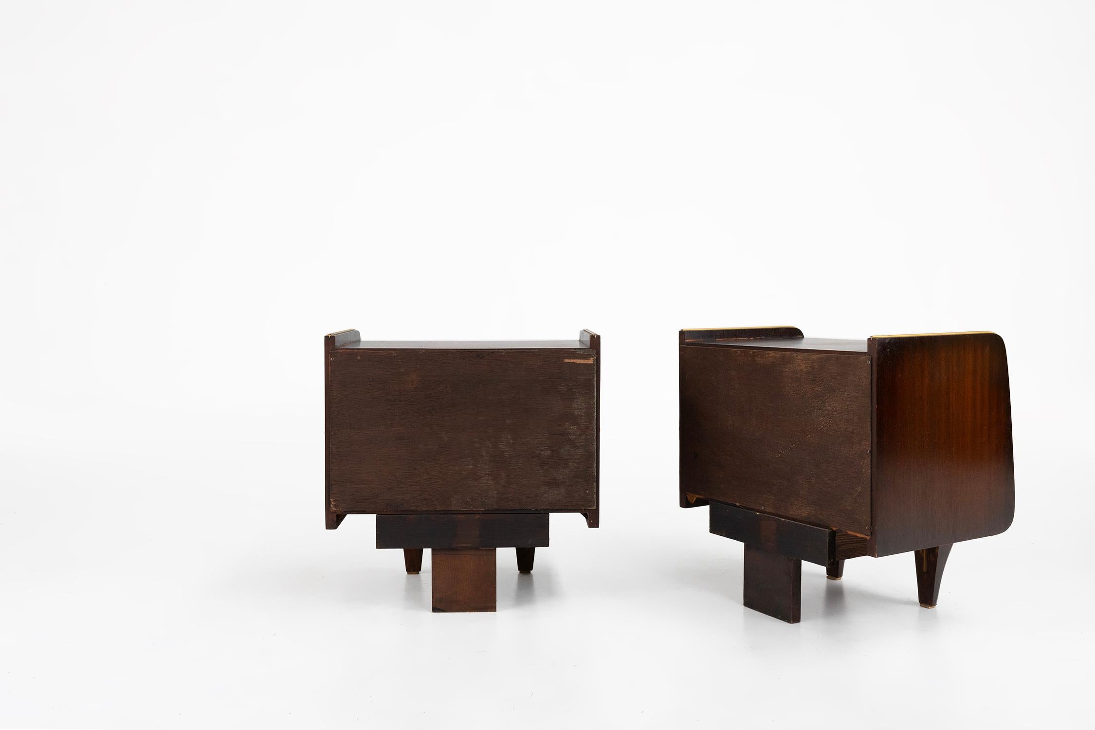 Pair of Art Deco wooden nightstands in wood, Belgium ca. 1940 5