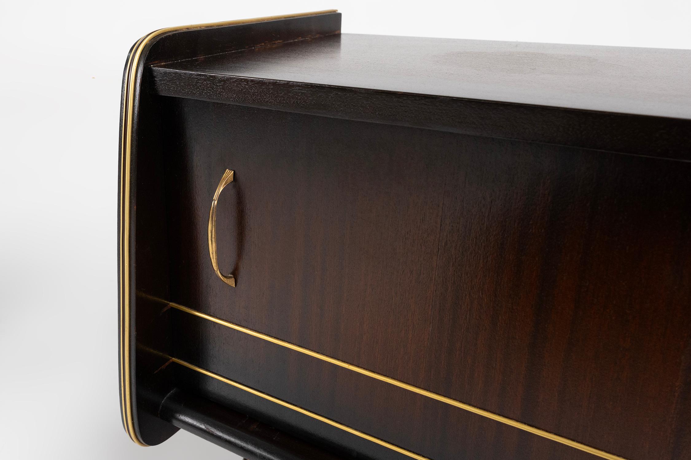 Wood Pair of Art Deco wooden nightstands in wood, Belgium ca. 1940