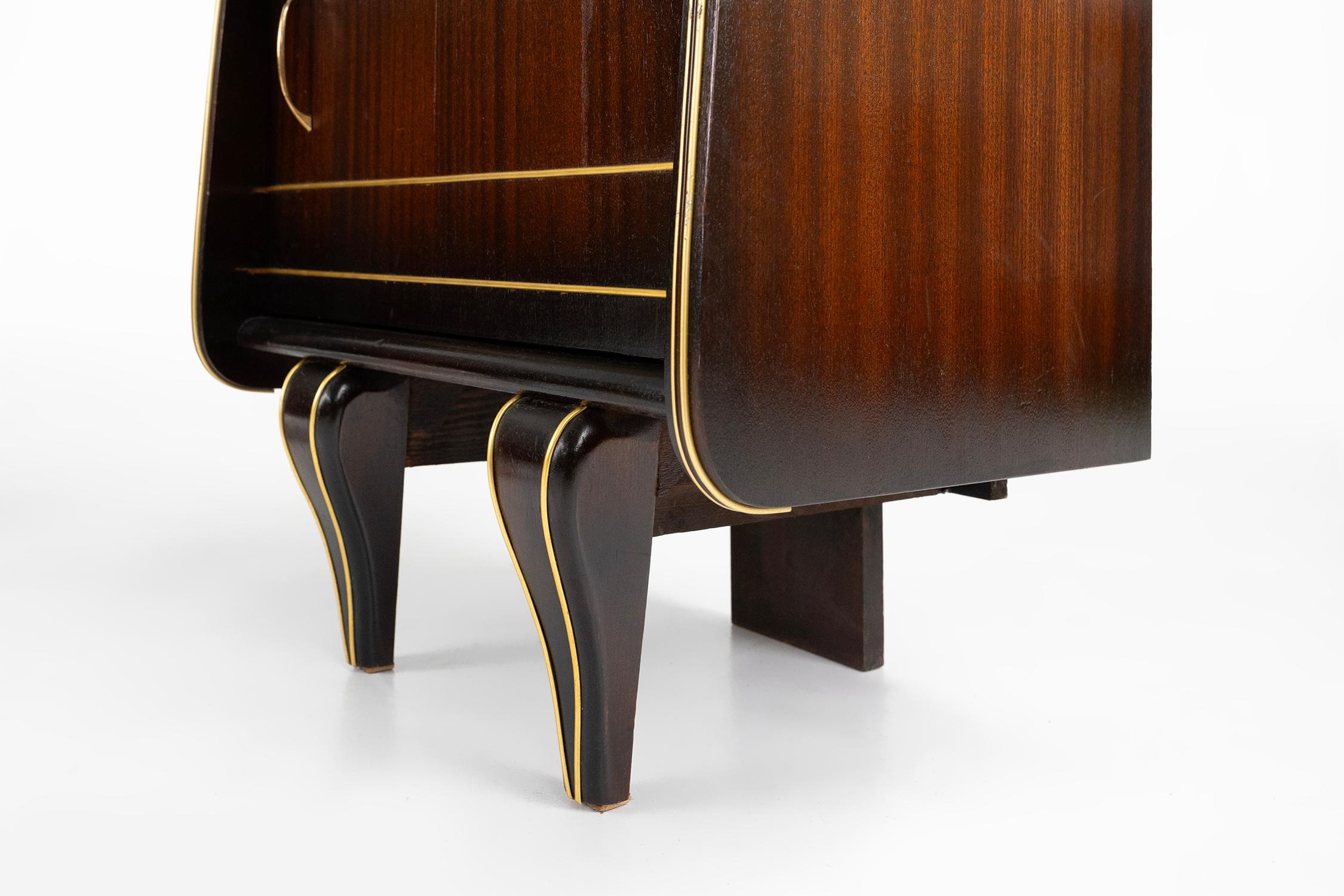 Pair of Art Deco wooden nightstands in wood, Belgium ca. 1940 2