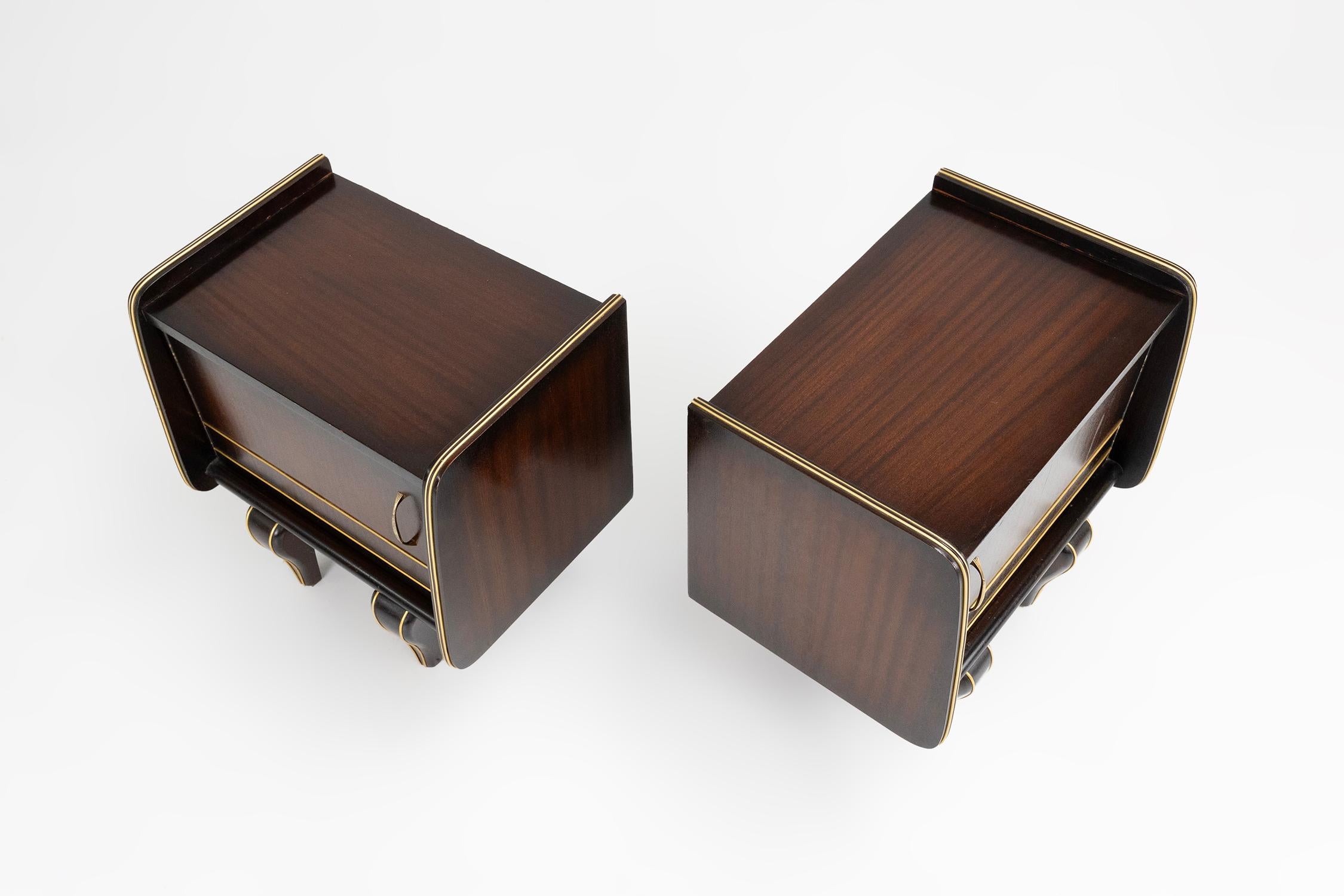 Pair of Art Deco wooden nightstands in wood, Belgium ca. 1940 3