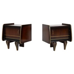 Pair of Art Deco wooden nightstands in wood, Belgium ca. 1940