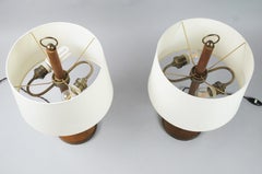 Pair of Art Deco Wooden Table Lamps, 1940s