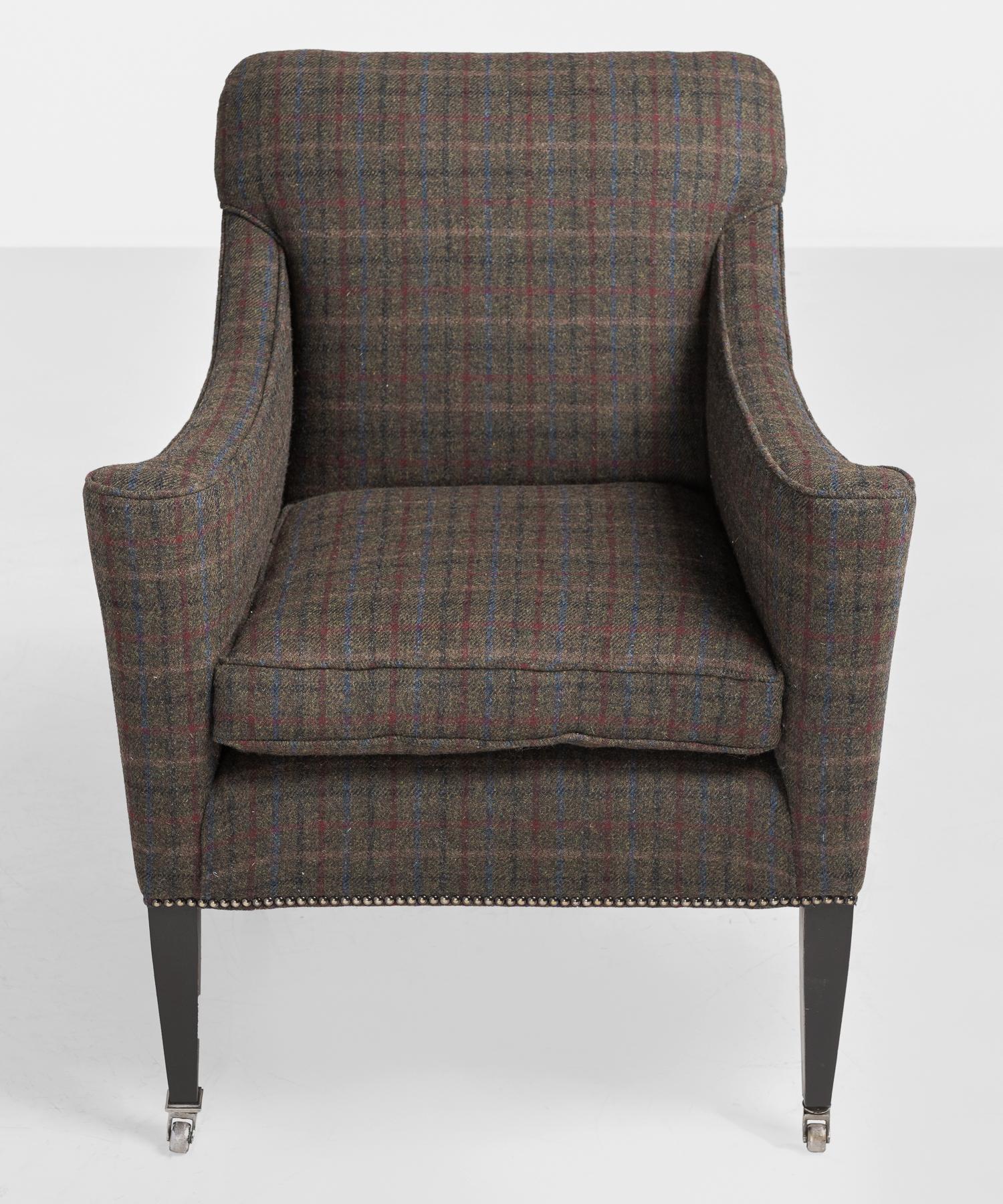 Mid-20th Century Pair of Art Deco Wool Flannel Armchairs, England, circa 1930