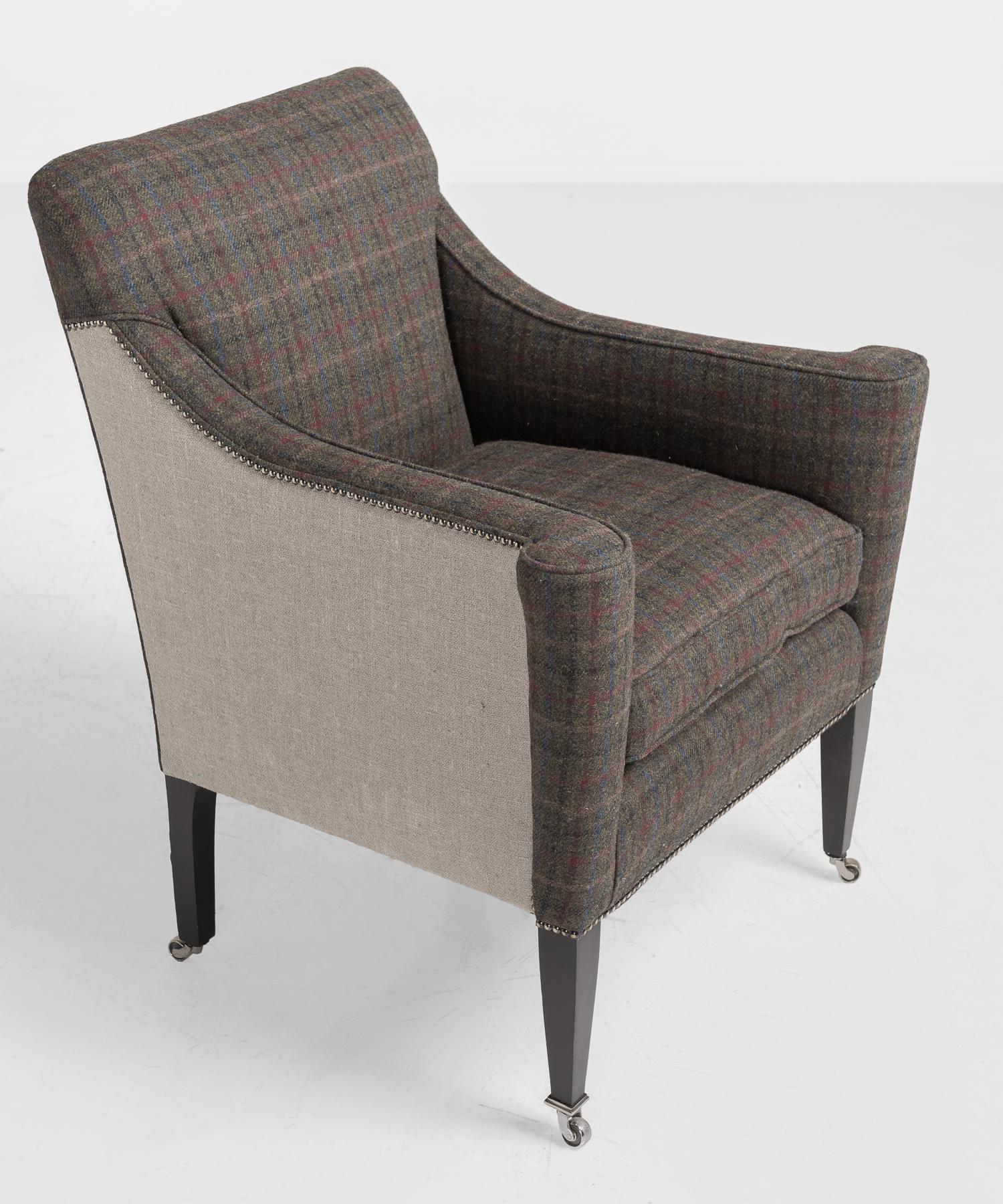 Pair of Art Deco Wool Flannel Armchairs, England, circa 1930 1