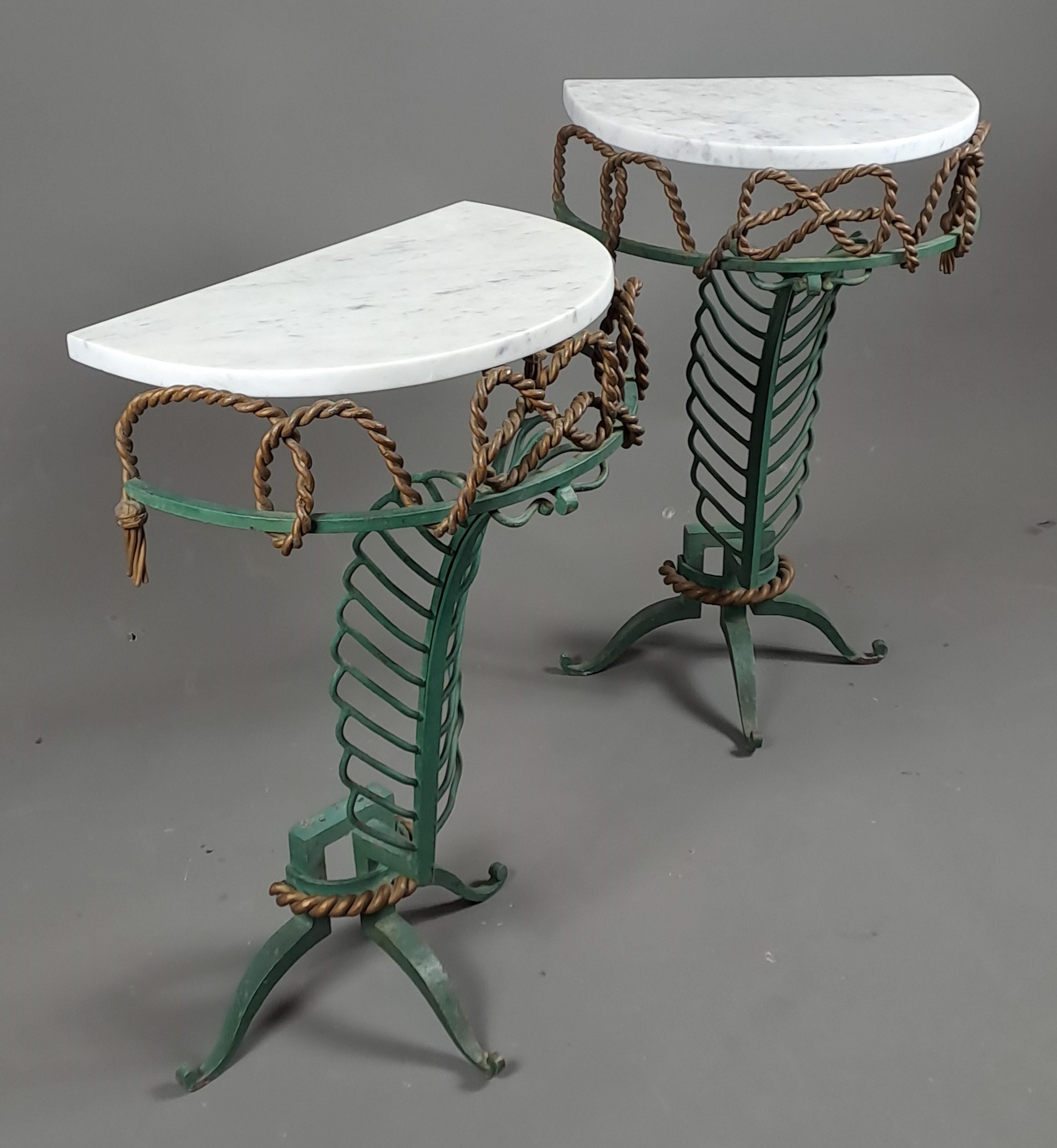 Pair Of Art Deco Wrought Iron Consoles Attributed To Gilbert Poillerat 8