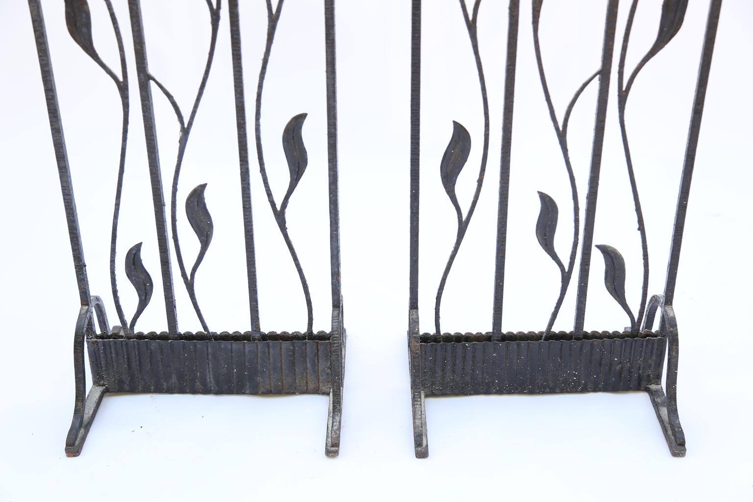 French Pair of Art Deco Wrought Iron Room Dividers For Sale