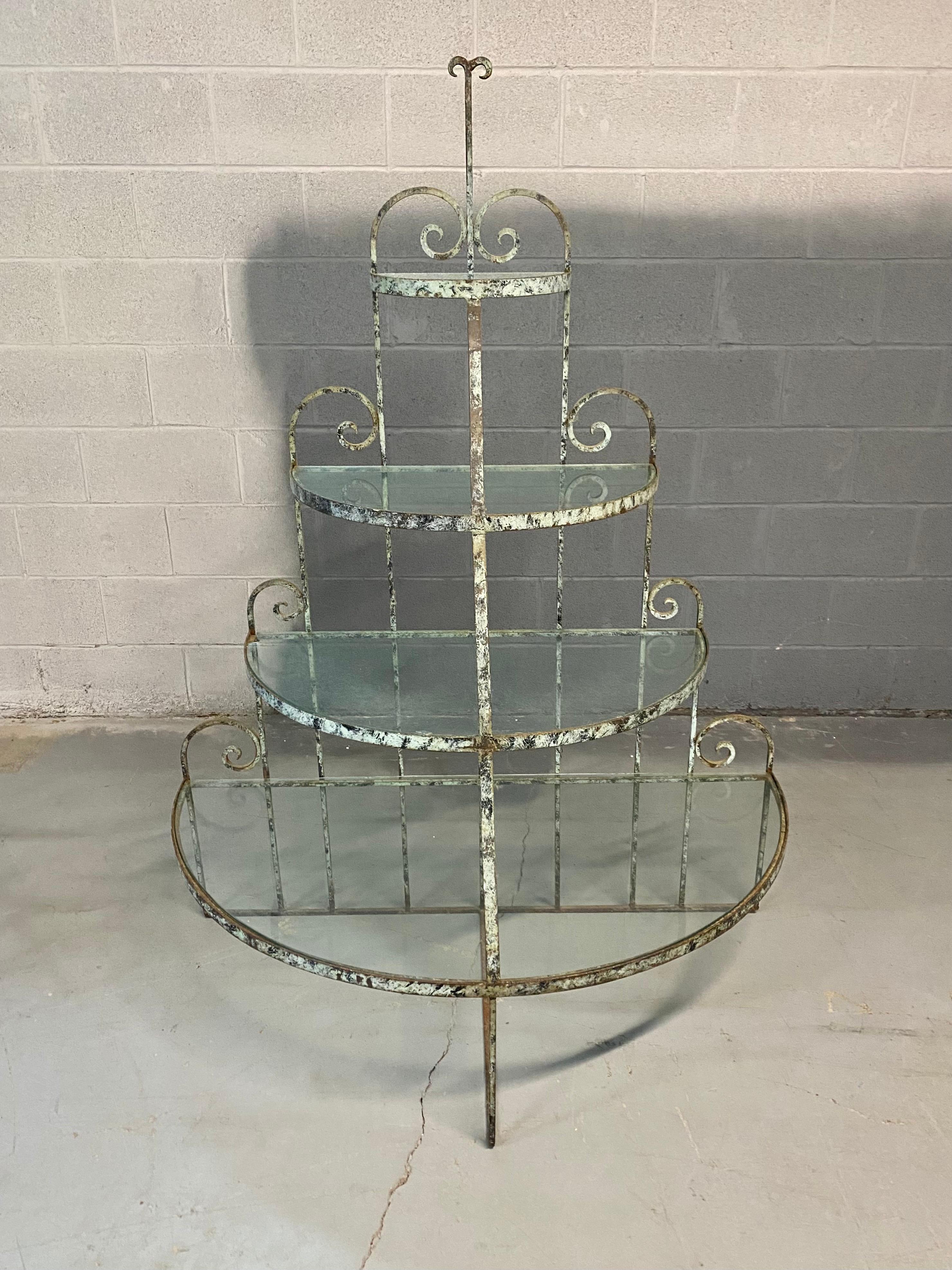 Glass Pair of Art Deco Wrought Iron Store Displays / Stands / Fixtures /Shelves For Sale