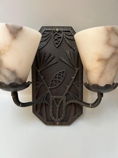 Pareja de apliques de hierro forjado Art Decó