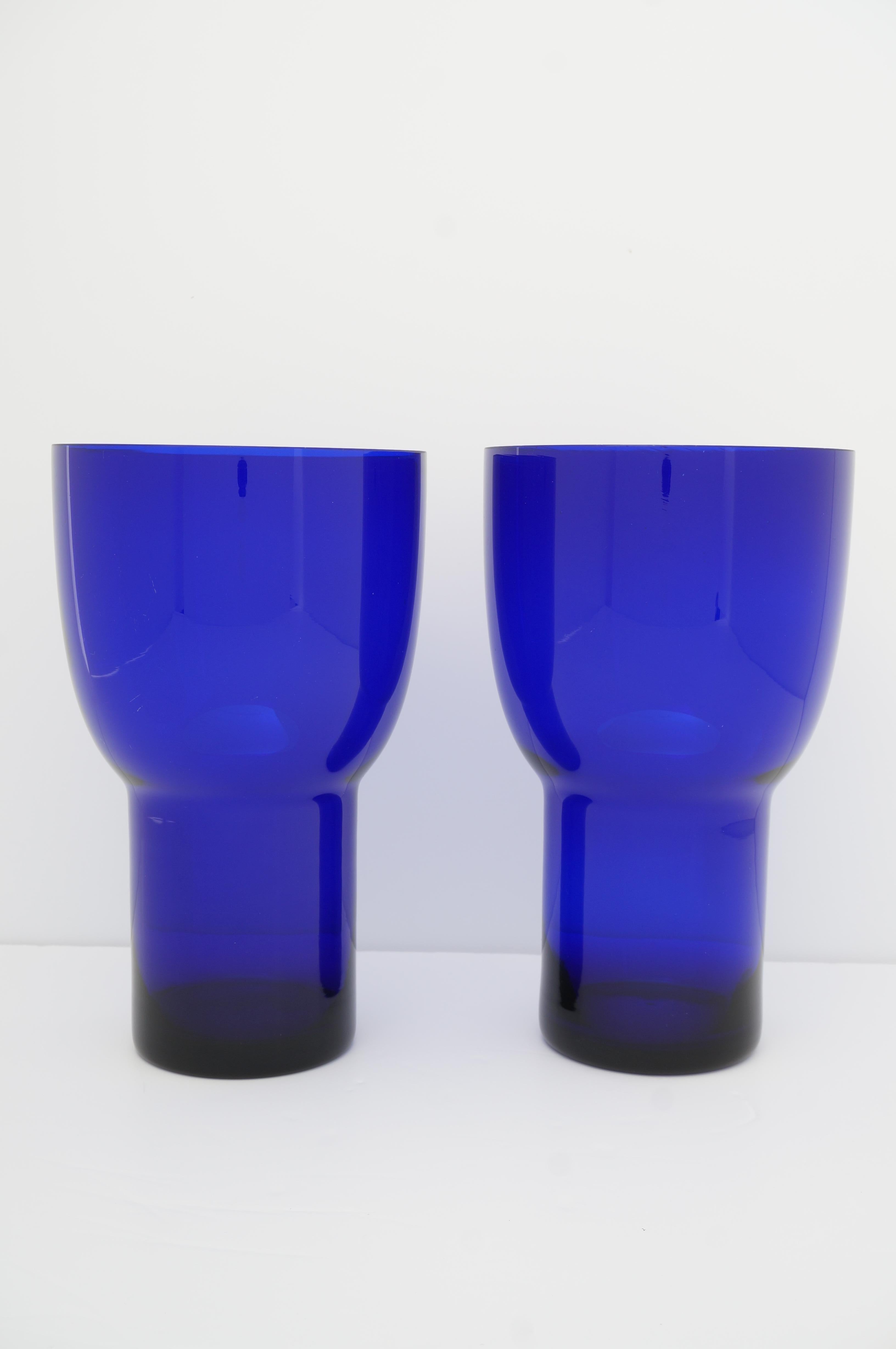 Art Deco Pair of Art Deoc Cobal Blue Glass Vases