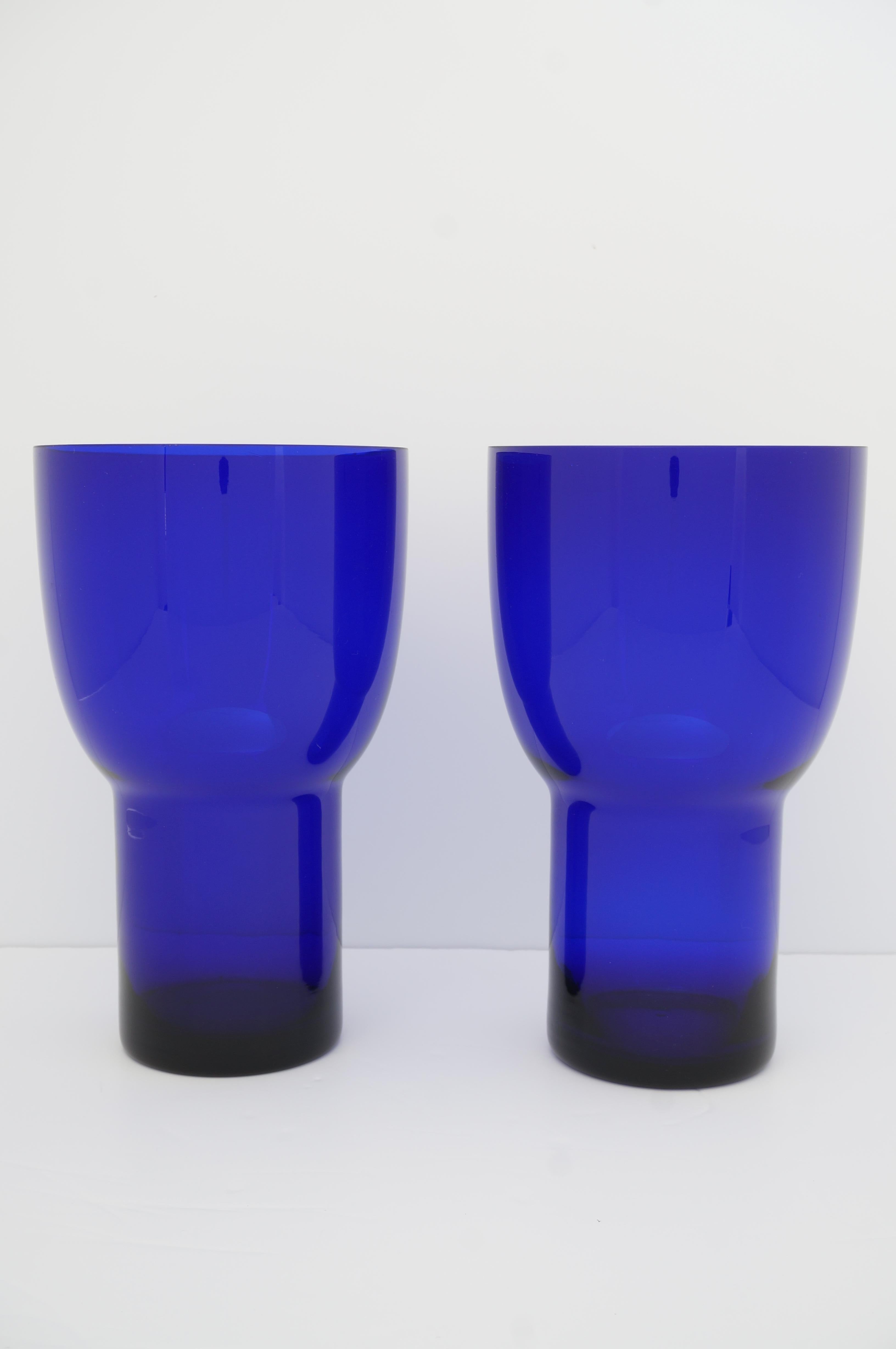 Czech Pair of Art Deoc Cobal Blue Glass Vases