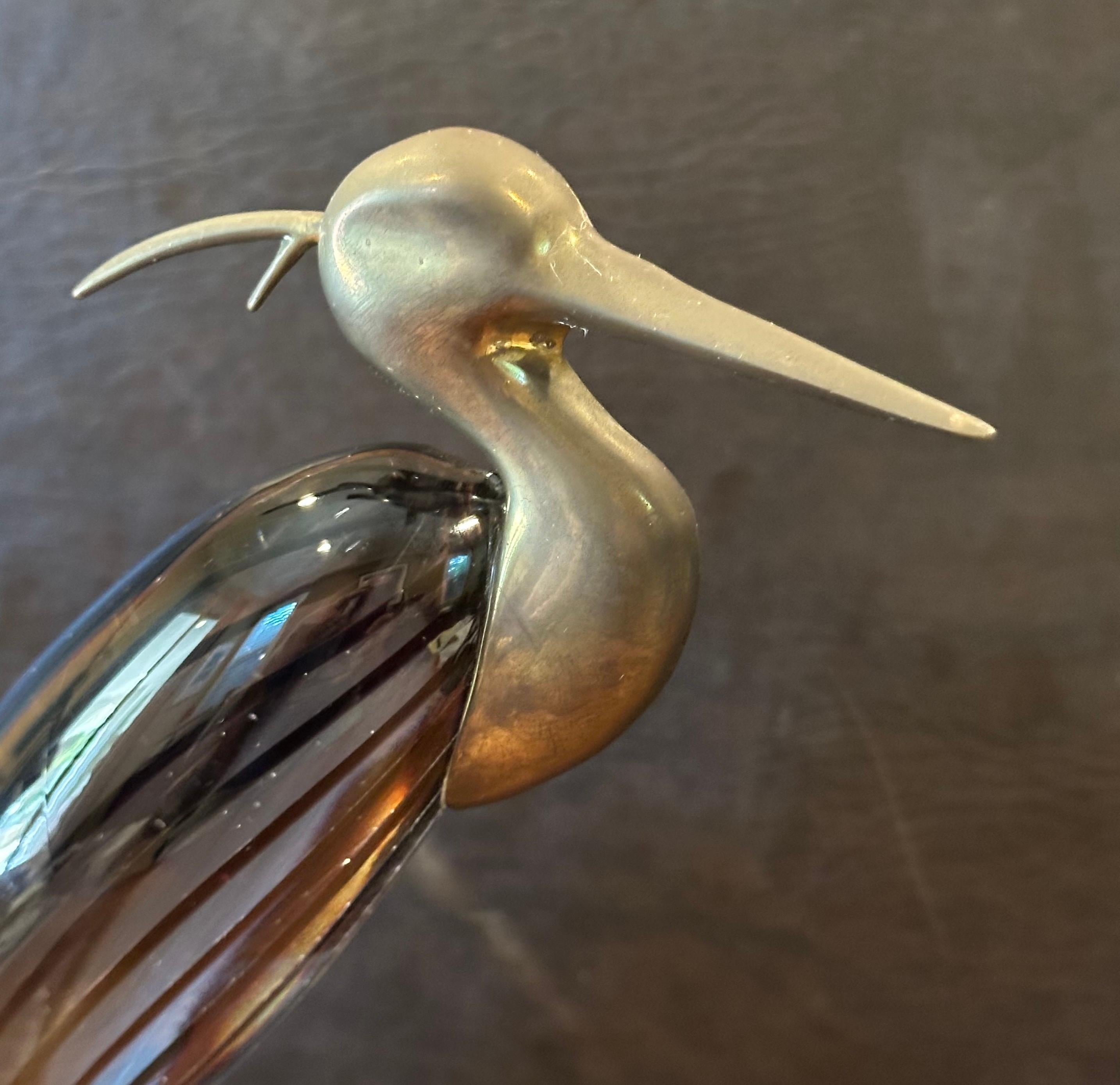 Coppia di aironi/egrette in vetro artistico e ottone di Luca Bojola per Murano Glass in vendita 7