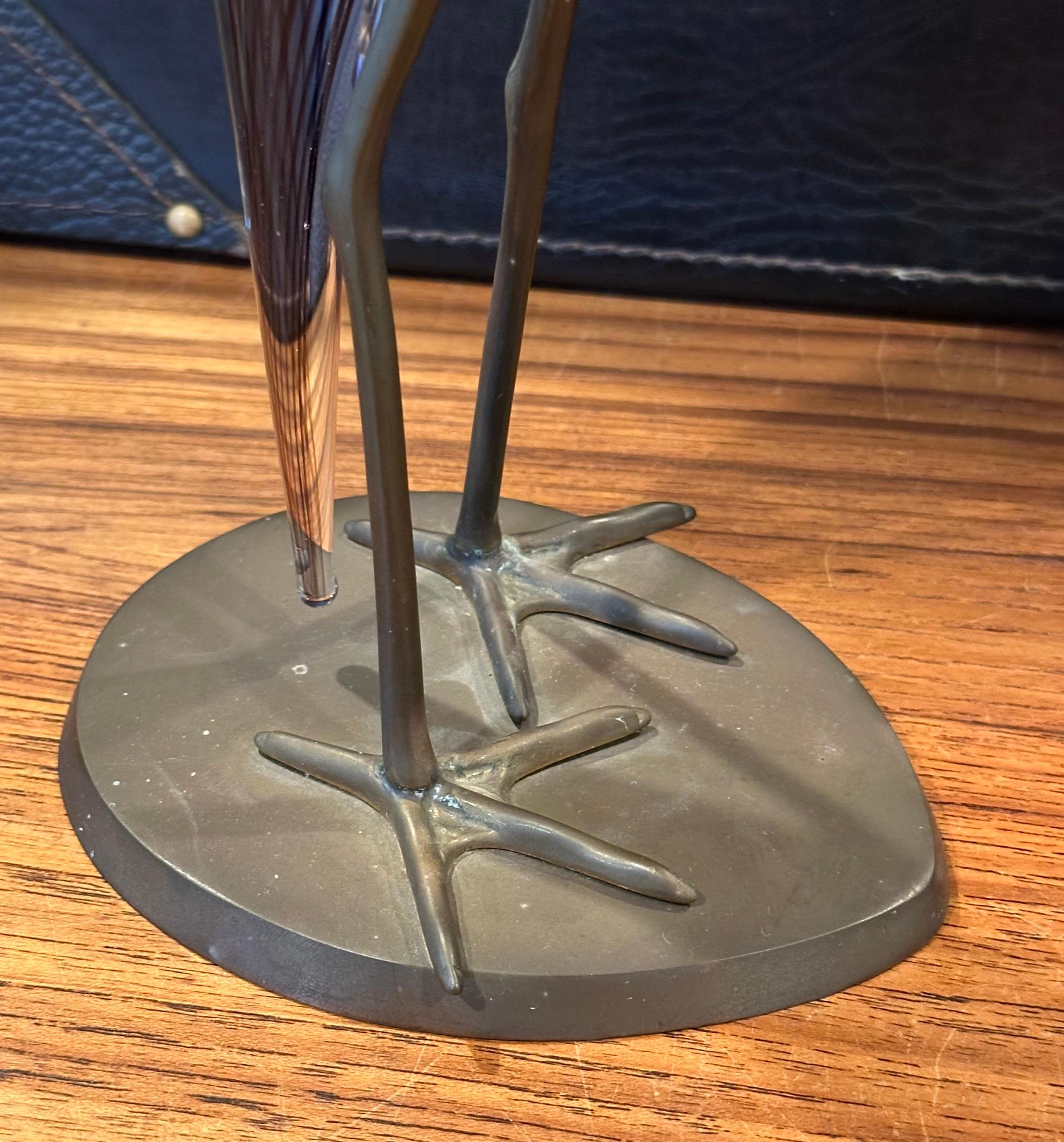 Coppia di aironi/egrette in vetro artistico e ottone di Luca Bojola per Murano Glass in vendita 9
