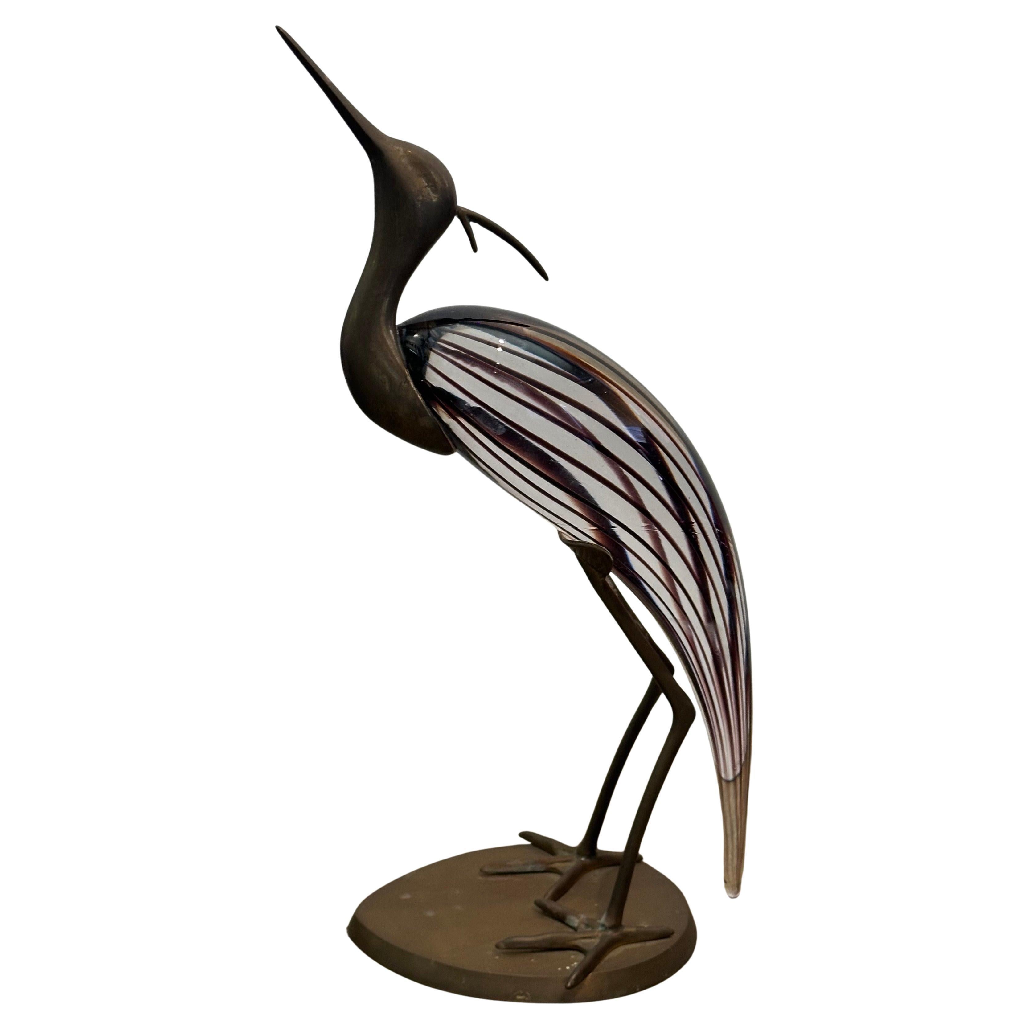Coppia di aironi/egrette in vetro artistico e ottone di Luca Bojola per Murano Glass In condizioni buone in vendita a San Diego, CA