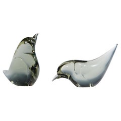Pair of Art Glass Birds Designed by Livio Seguso ca. 1970s