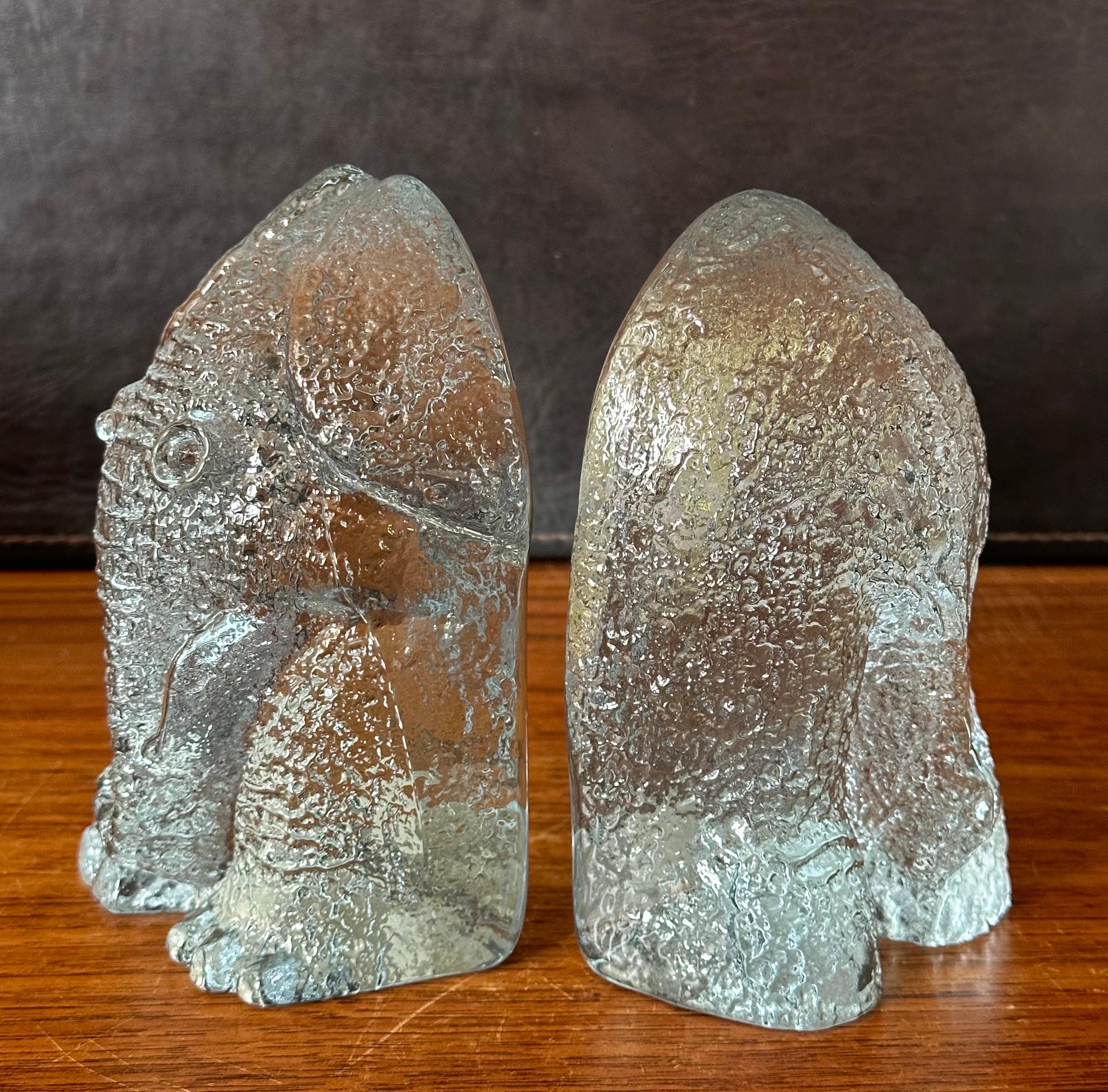 American Pair of Art Glass Cast Elephant Bookends by Don Shepherd for DAS Designs For Sale