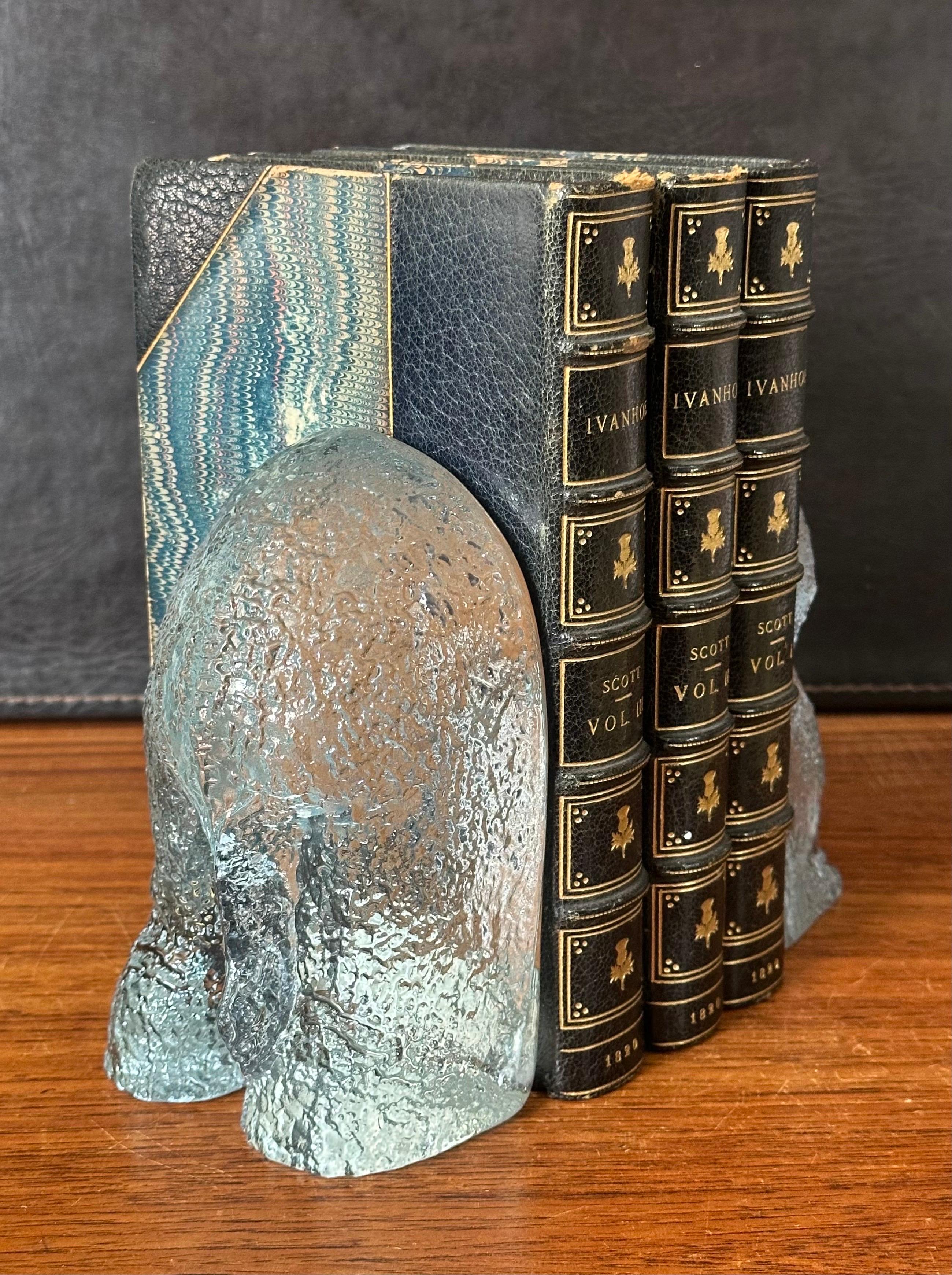 20th Century Pair of Art Glass Cast Elephant Bookends by Don Shepherd for DAS Designs For Sale