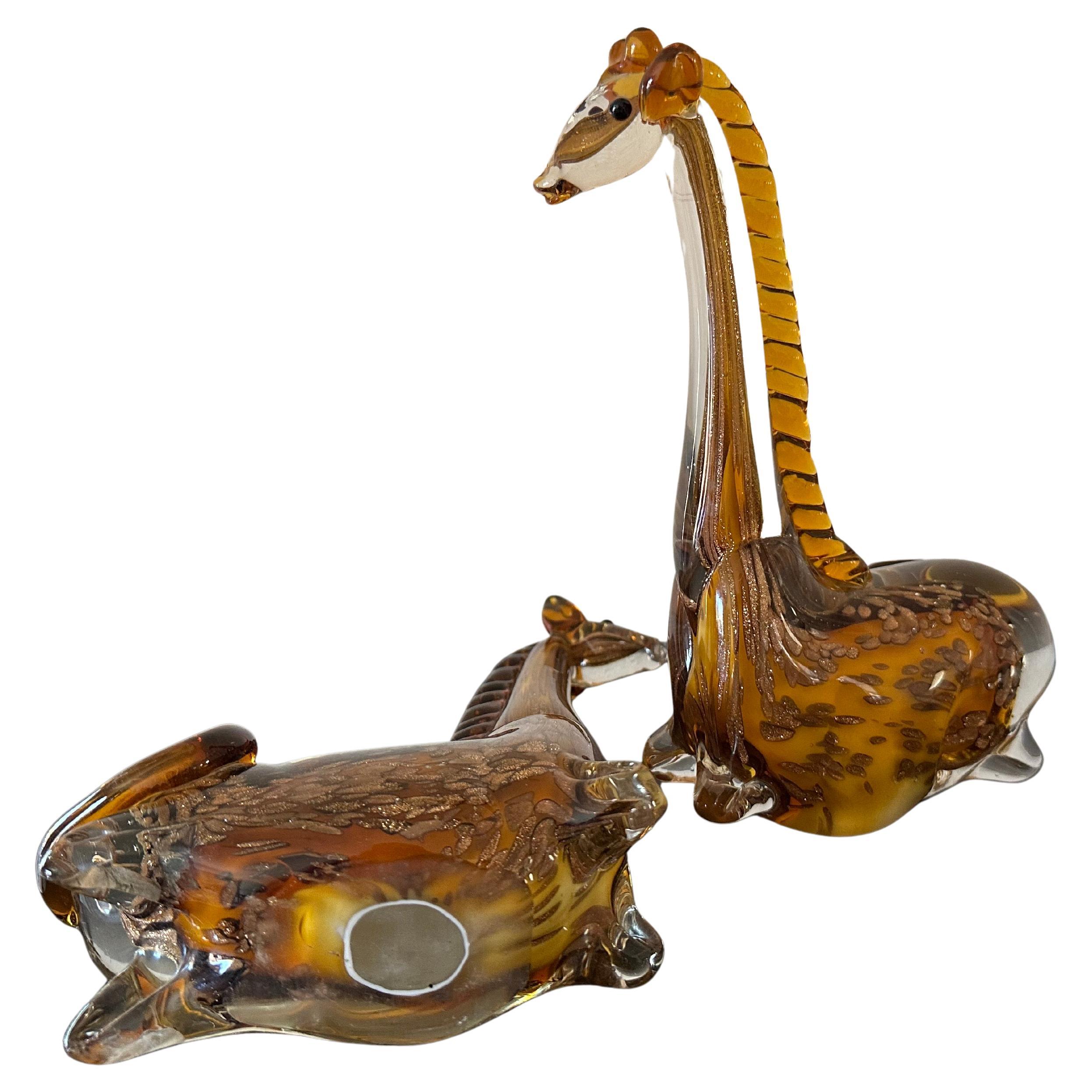 Paire de sculptures de girafes posées en verre d'art dans le style de Murano en vente 7