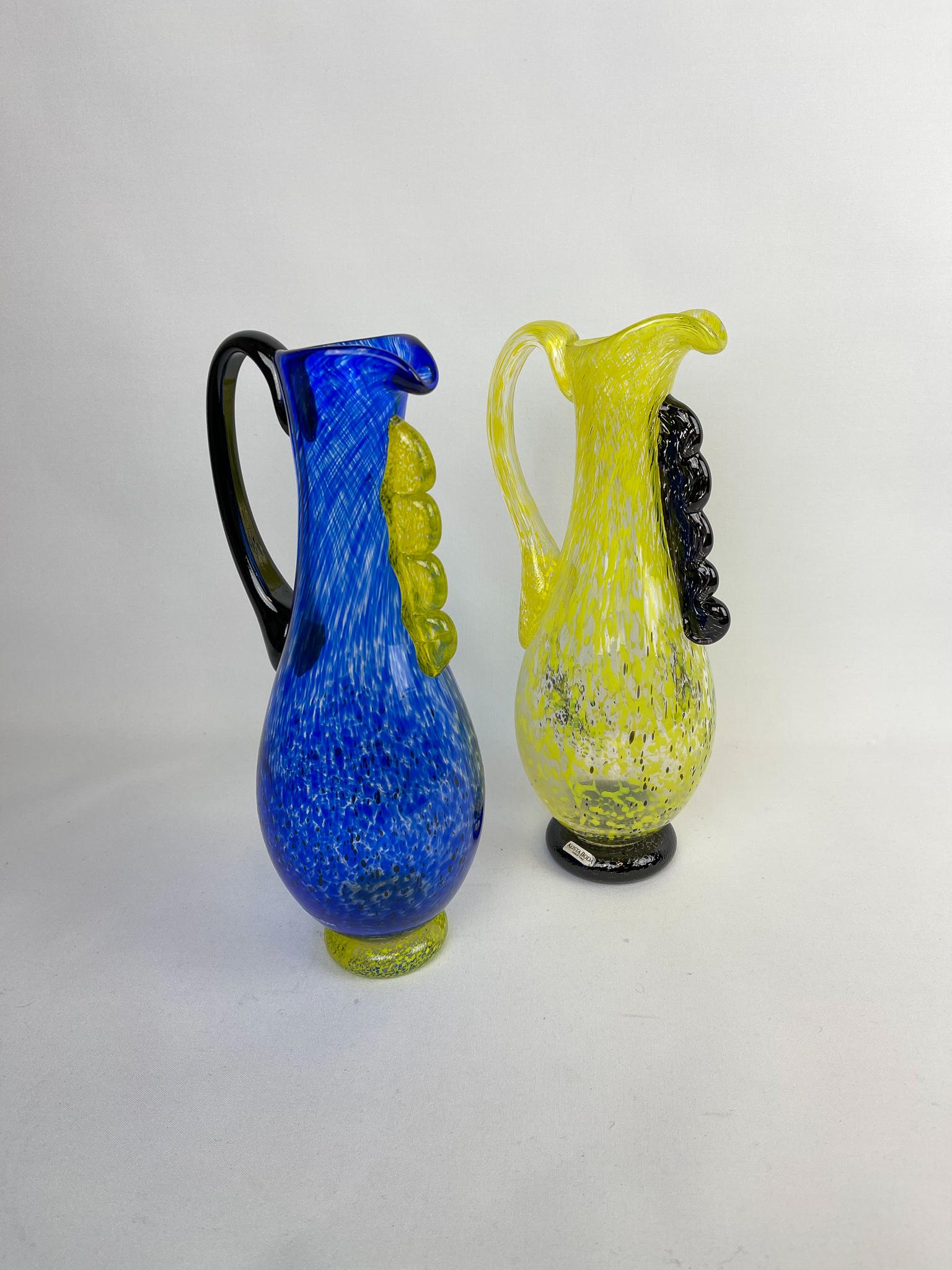 Swedish Pair of Art Glass Sweden Vases/ Jugs by Kosta, Sweden