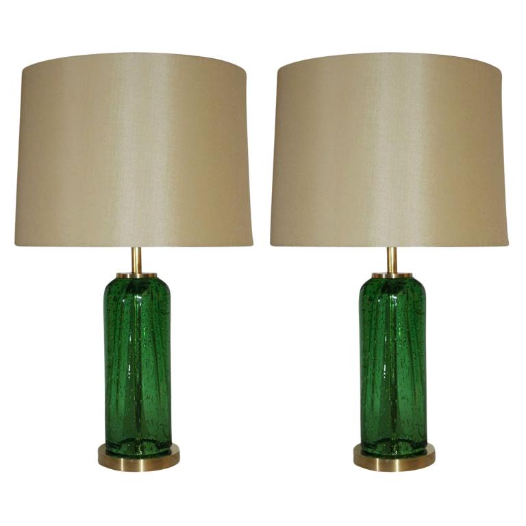 Pair of Art Glass Table Lamps For Sale