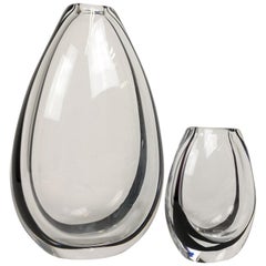 Pair of Art Glass Vases by Vicke Lindstrand for Kosta Sweden