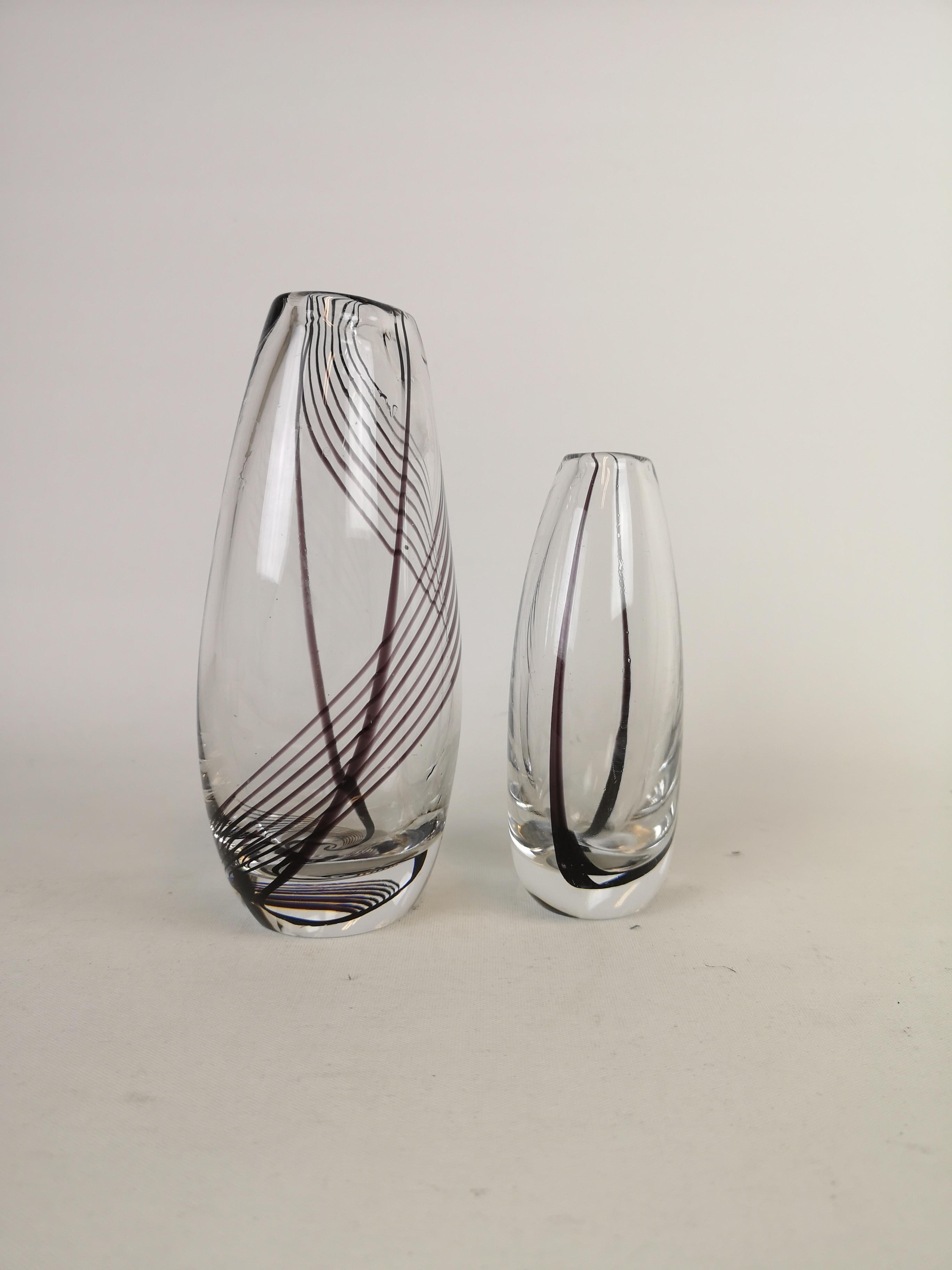 Mid-Century Modern Pair of Art Glass Vases by Vicke Lindstrand for Kosta Sweden