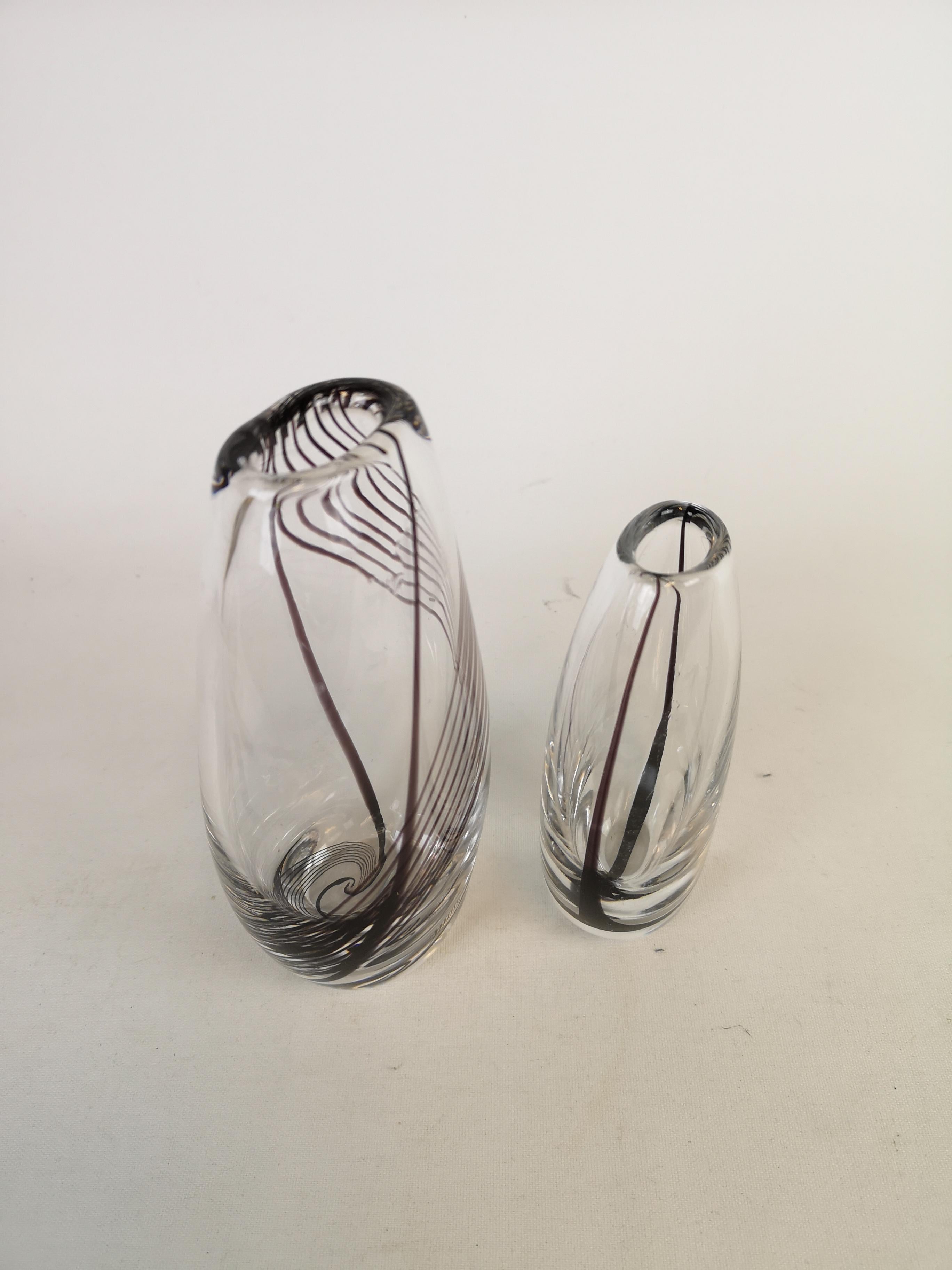 Swedish Pair of Art Glass Vases by Vicke Lindstrand for Kosta Sweden