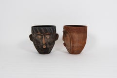 Pair of Art Head Face Terracotta Planters, 1960s