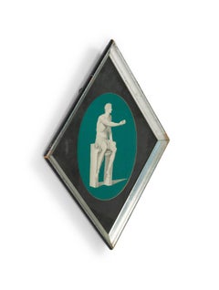 Art Moderne 1940s Framed Prints, Diamond Shape, Silver Trim, Pair