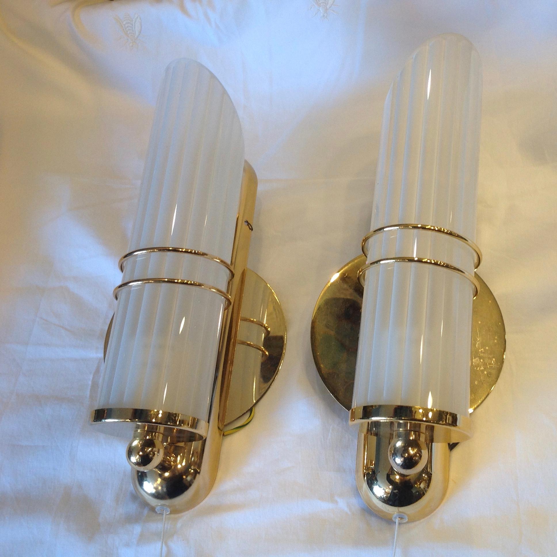 Pair of Art Moderne Gold-Plated Sconces 4