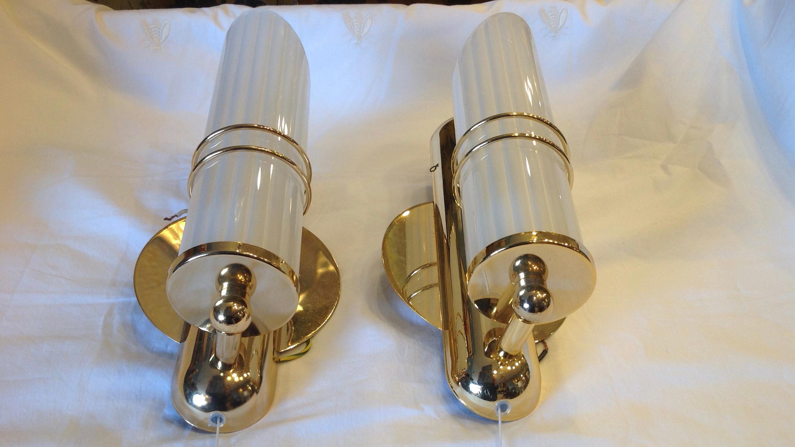 Pair of Art Moderne Gold-Plated Sconces 5