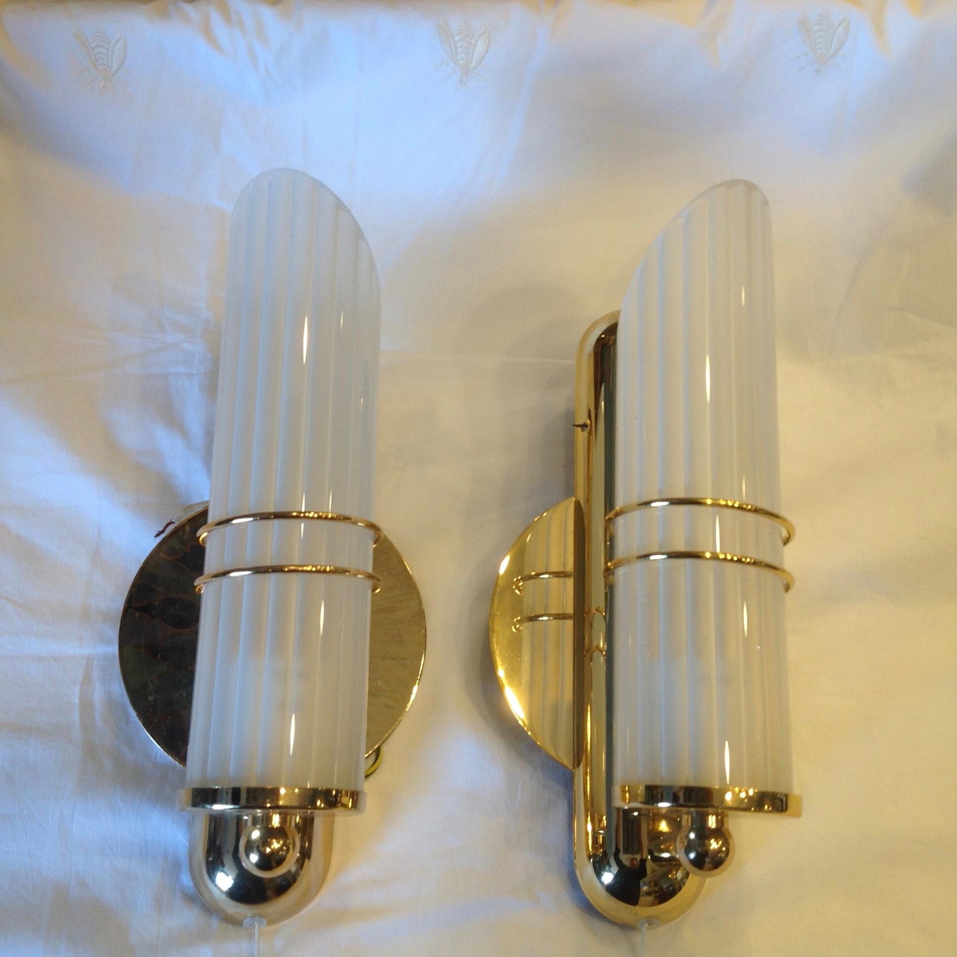 Pair of Art Moderne Gold-Plated Sconces 3