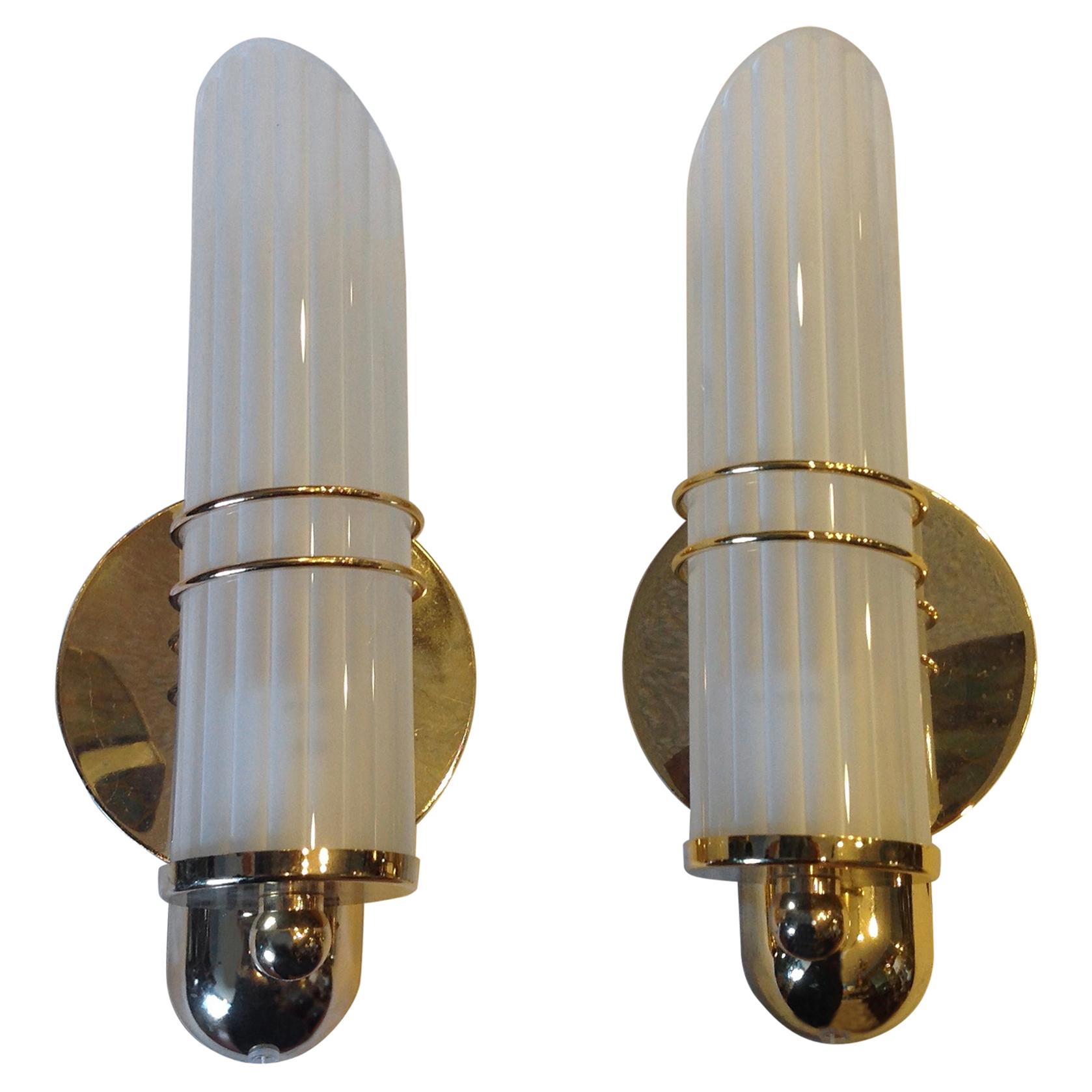 Pair of Art Moderne Gold-Plated Sconces