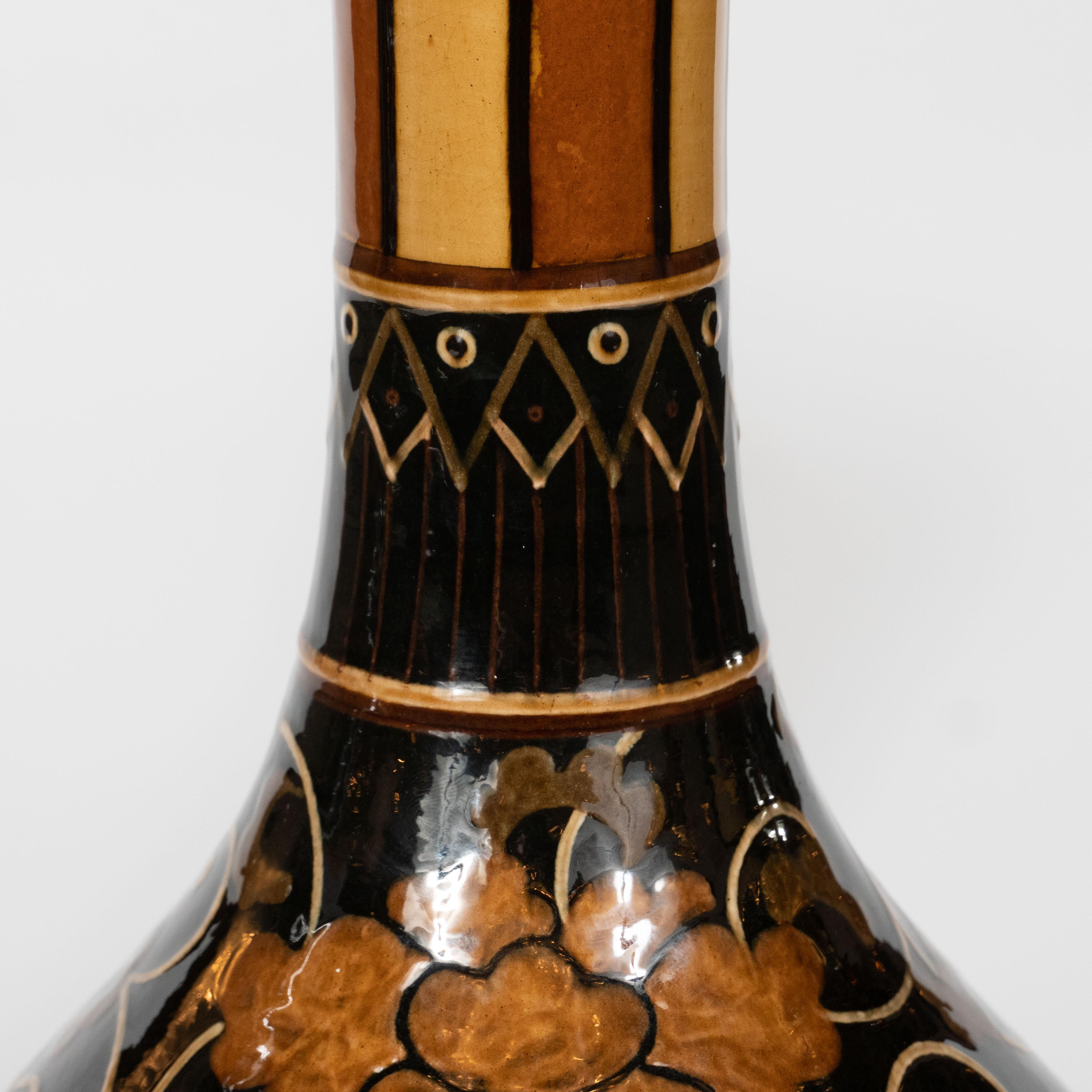 British Pair of Art Nouveau 19th Century Wedgewood Marsden Vases with Foliate Designs