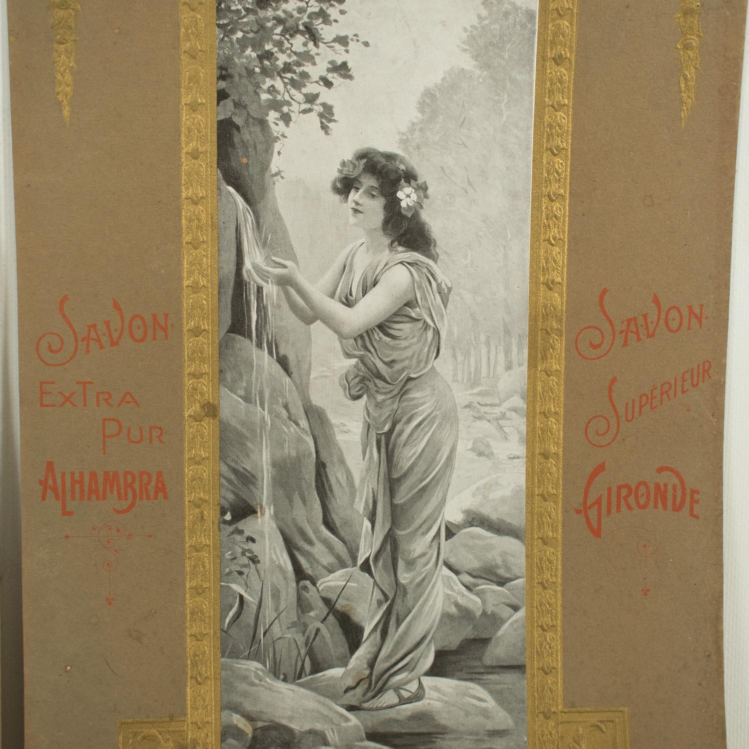 A pair of rare art nouveau advertising panels in the style of Alphonse Mucha.

Each panel with a centre illustration of a woman portrayed in Mucha's classic style.  Mucha's female images encapsulate the essence of Art Nouveau, characterised by its