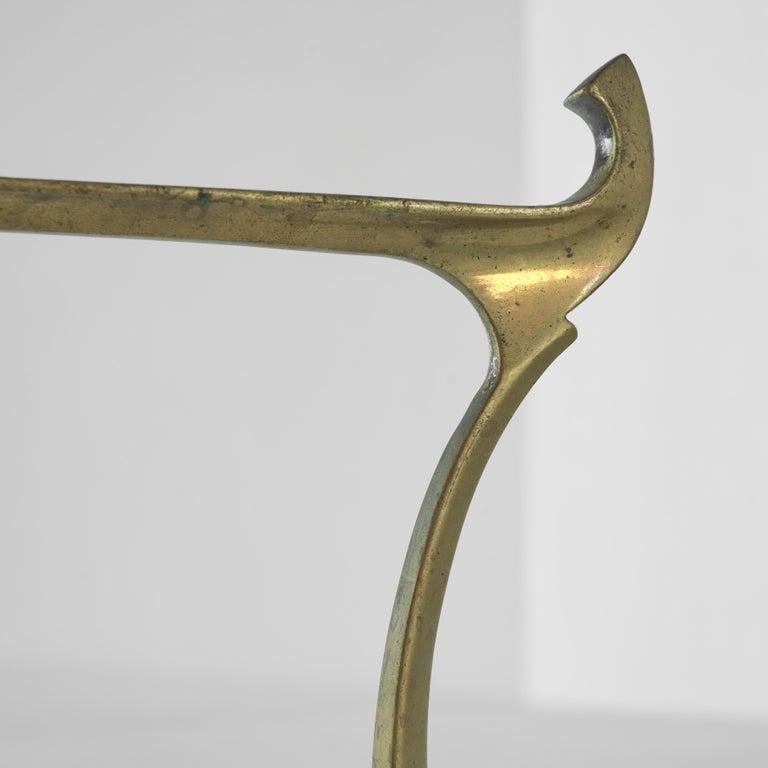 Pair of Art Nouveau Andirons in Patinated Brass For Sale 1