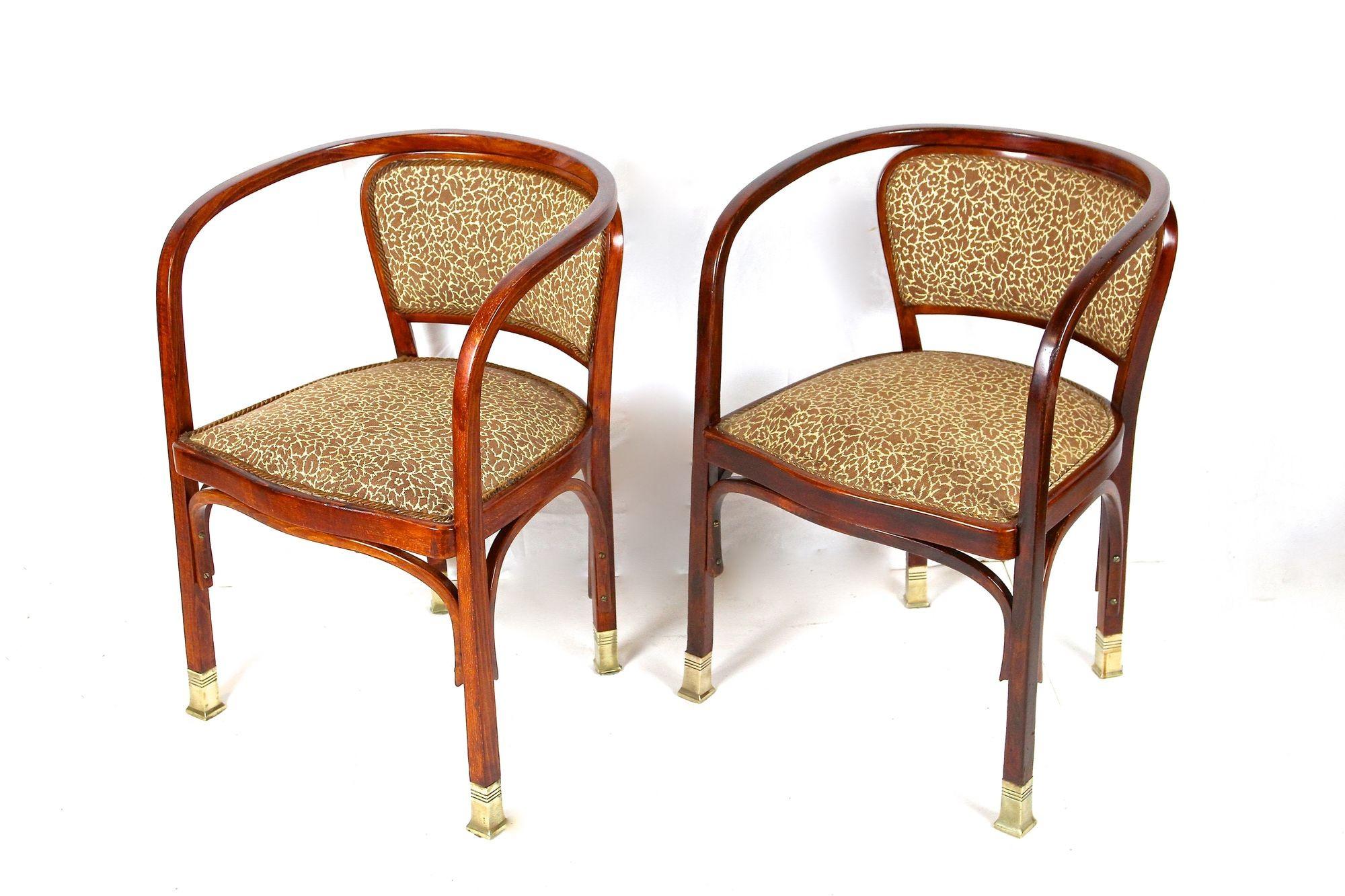Autrichien Paire de fauteuils Art nouveau de Gustav Siegel pour J&J Kohn, Autriche, vers 1905 en vente