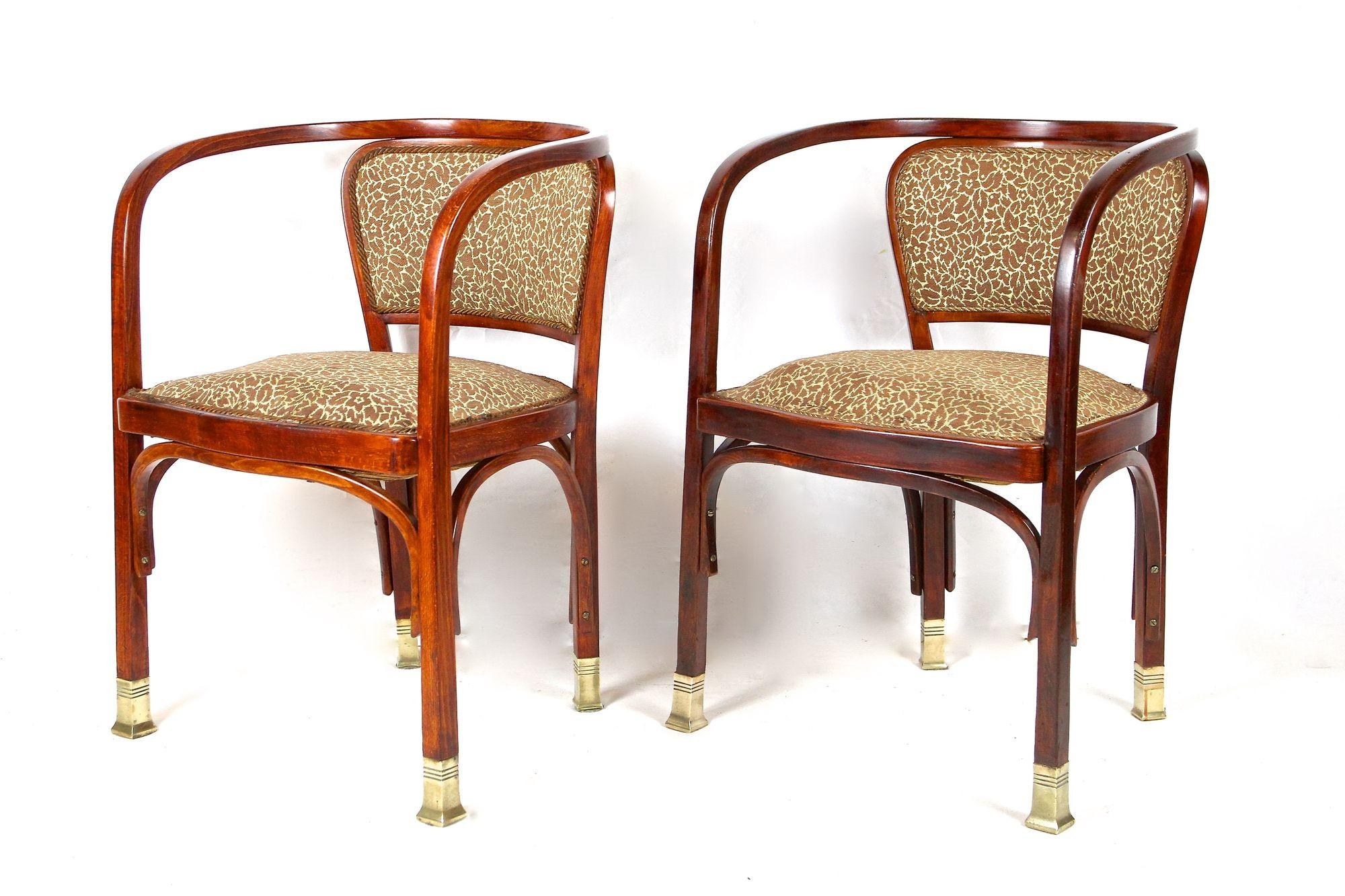 Poli Paire de fauteuils Art nouveau de Gustav Siegel pour J&J Kohn, Autriche, vers 1905 en vente