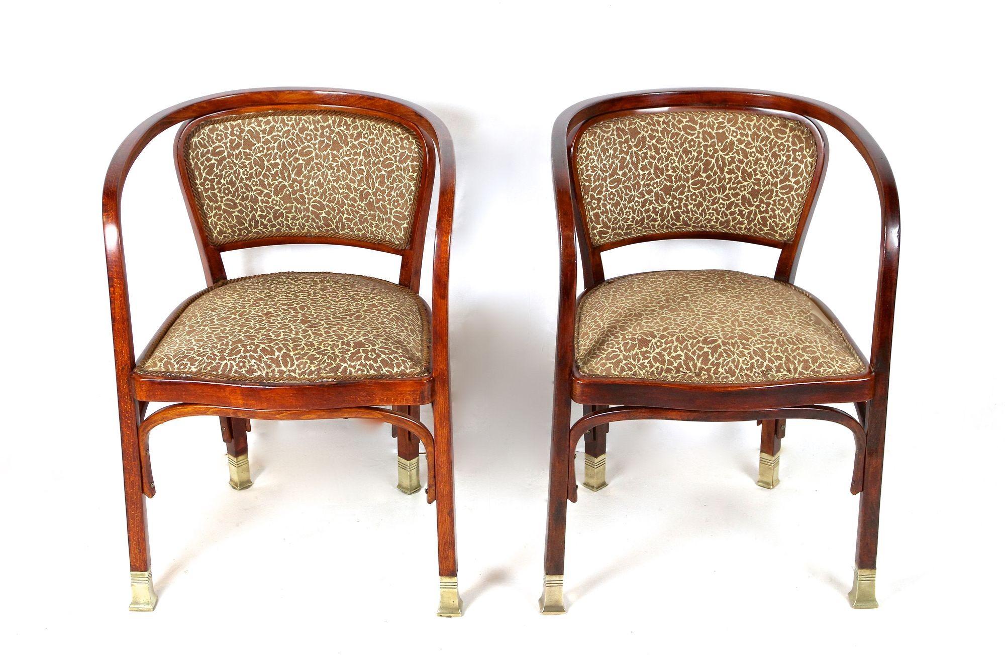 Pair Of Art Nouveau Armchairs by Gustav Siegel For J&J Kohn, Austria ca. 1905 In Good Condition For Sale In Lichtenberg, AT