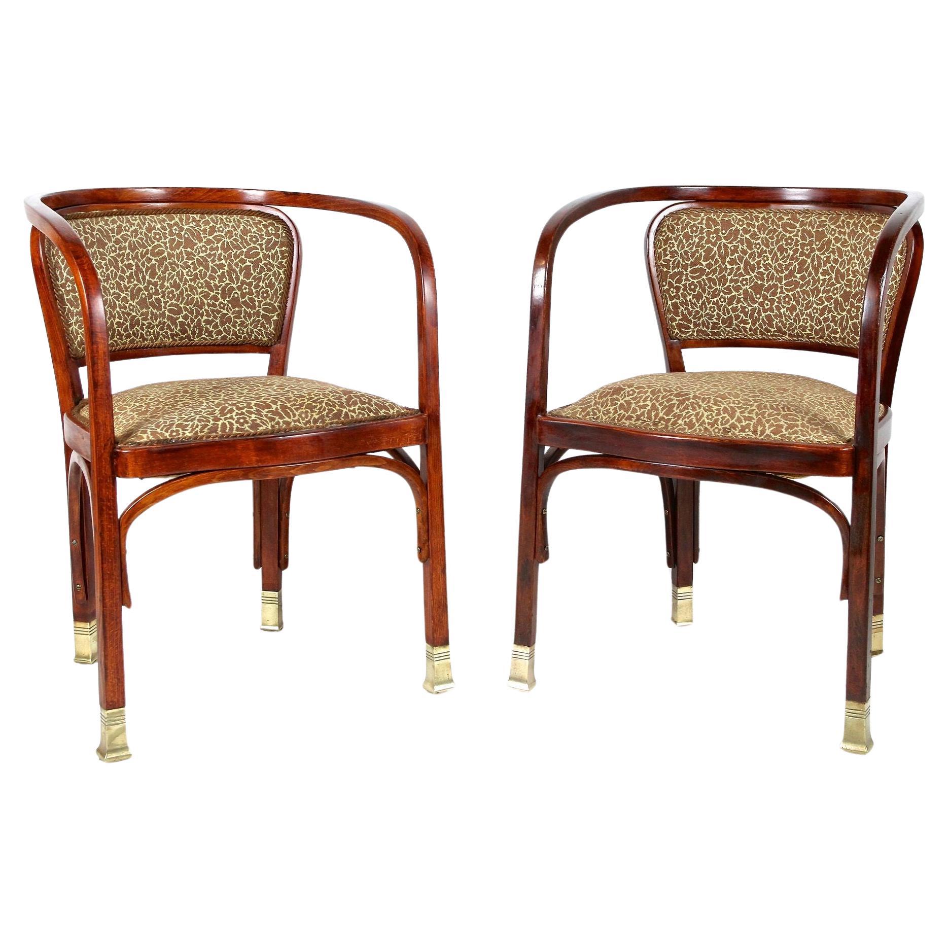 Paire de fauteuils Art nouveau de Gustav Siegel pour J&J Kohn, Autriche, vers 1905 en vente