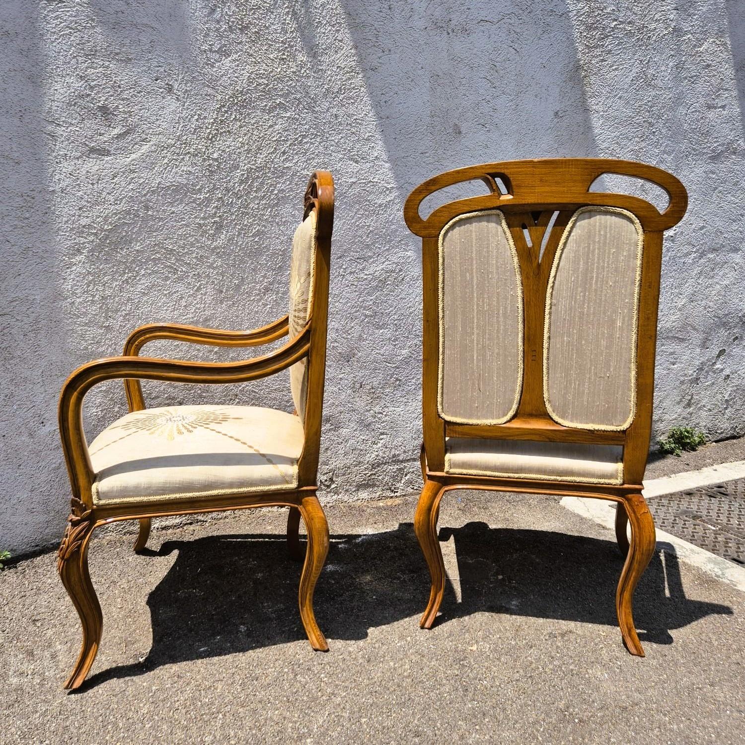 Pareja De Sillones Art Nouveau, Principios Siglo XX en Bueno estado para la venta en MARSEILLE, FR