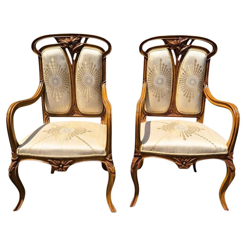 Pareja De Sillones Art Nouveau, Principios Siglo XX en venta