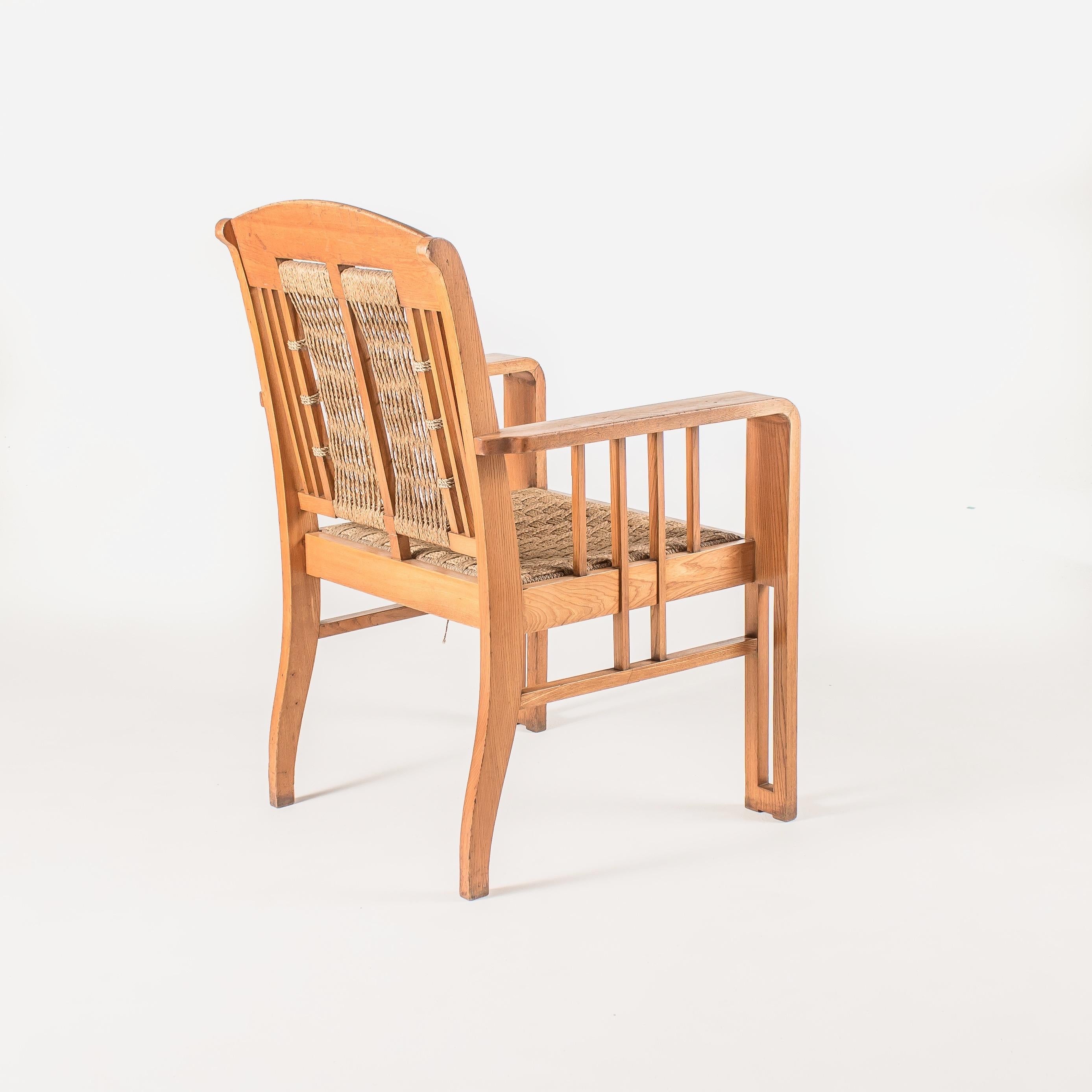 Early 20th Century Pair of Art Nouveau Ash and Seagrass Armchairs