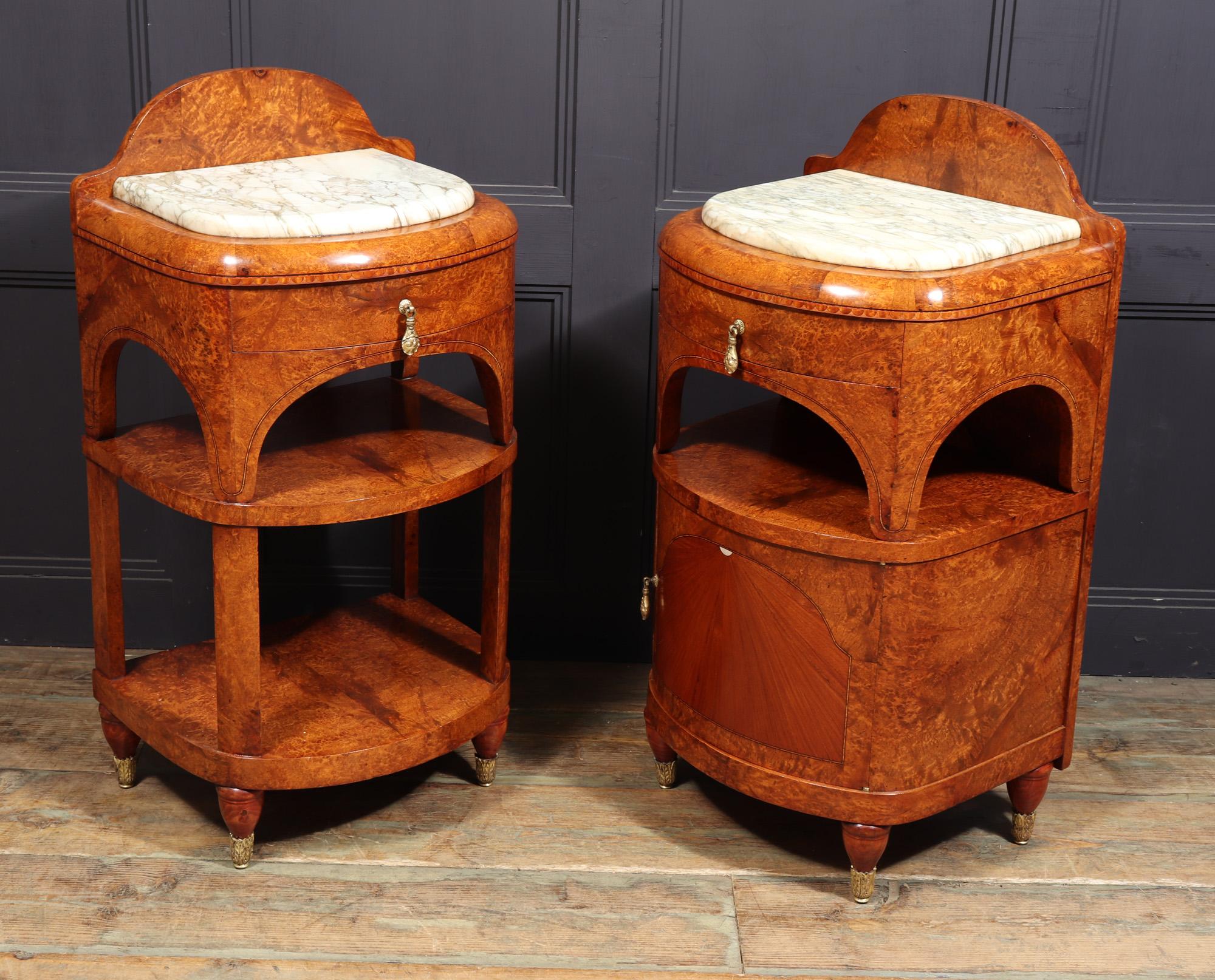 Pair of Art Nouveau Bedside Cabinets in Amboyna c1900 For Sale 8