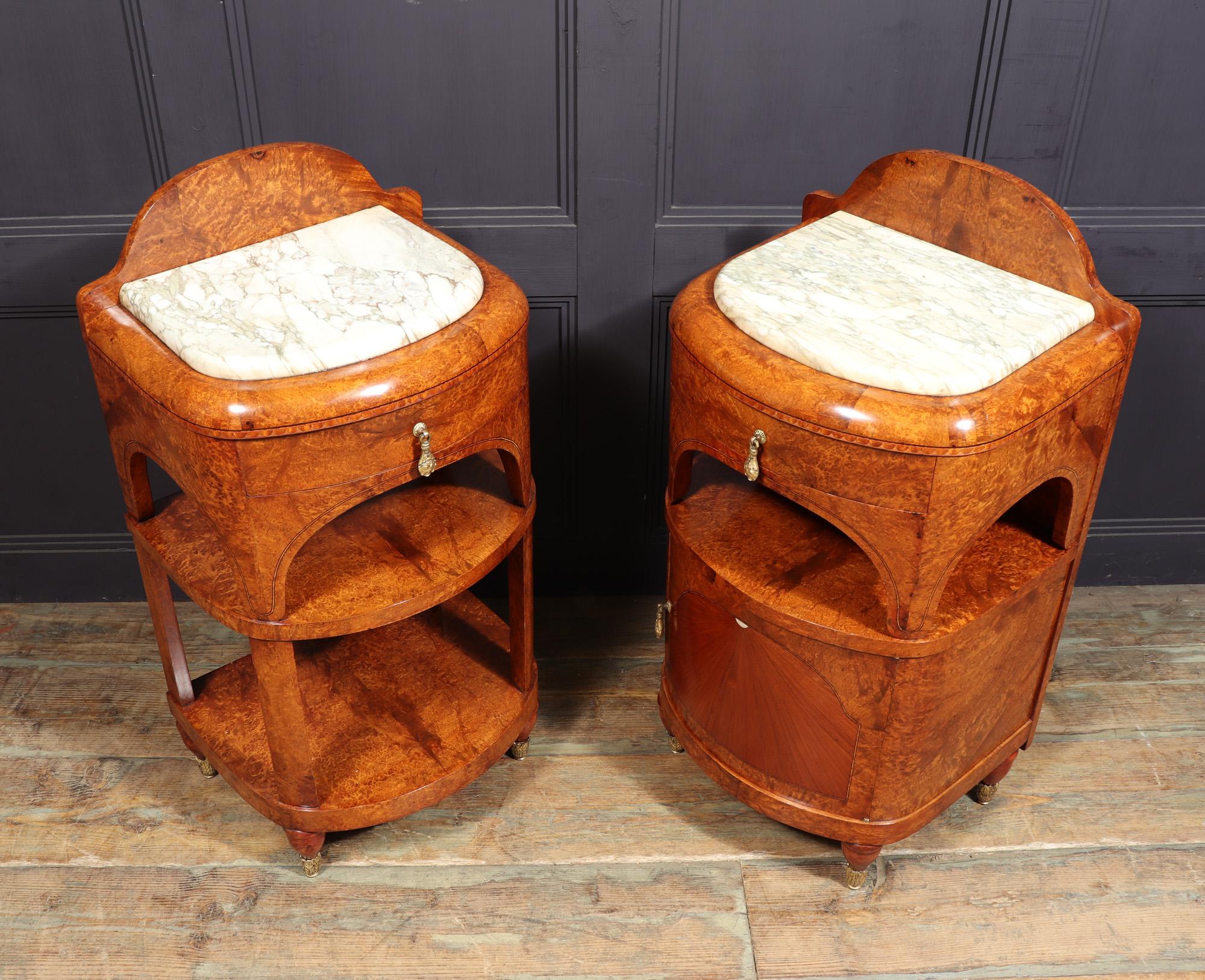 Pair of Art Nouveau Bedside Cabinets in Amboyna c1900 For Sale 9