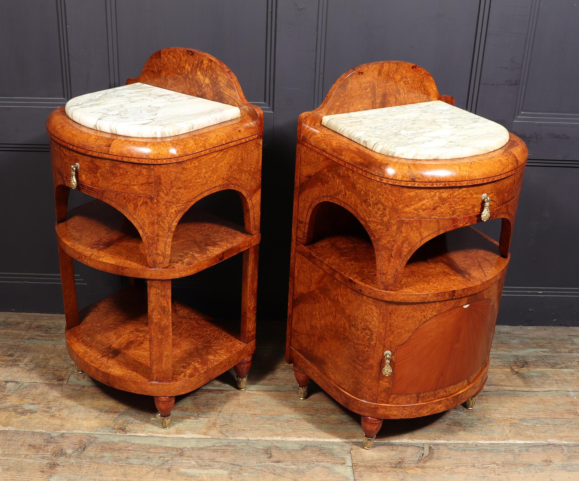 Pair of Art Nouveau Bedside Cabinets in Amboyna c1900 For Sale 10