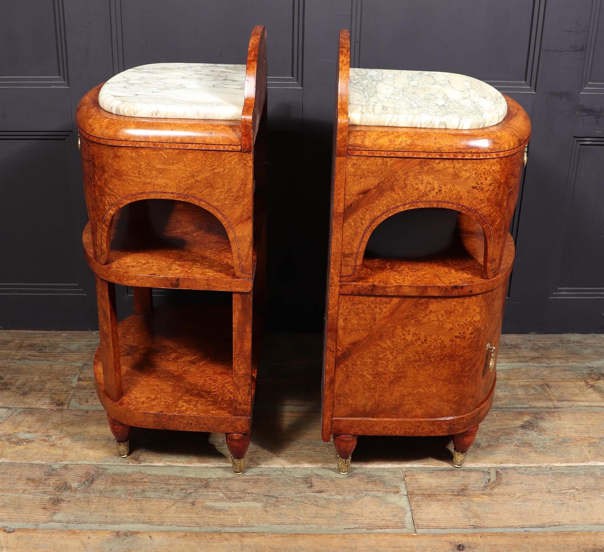 Pair of Art Nouveau Bedside Cabinets in Amboyna c1900 For Sale 11