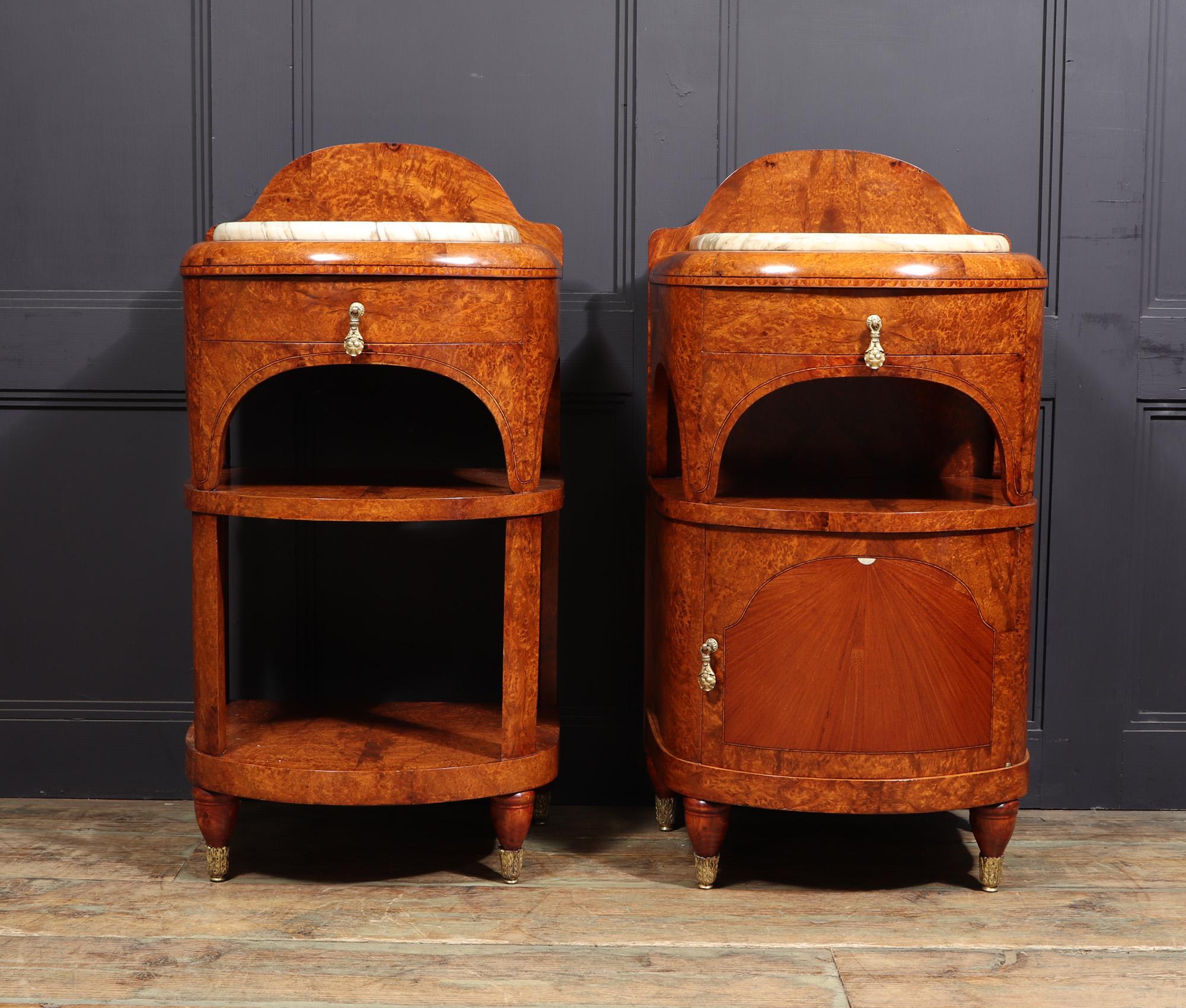 Pair of Art Nouveau Bedside Cabinets in Amboyna c1900 For Sale 12